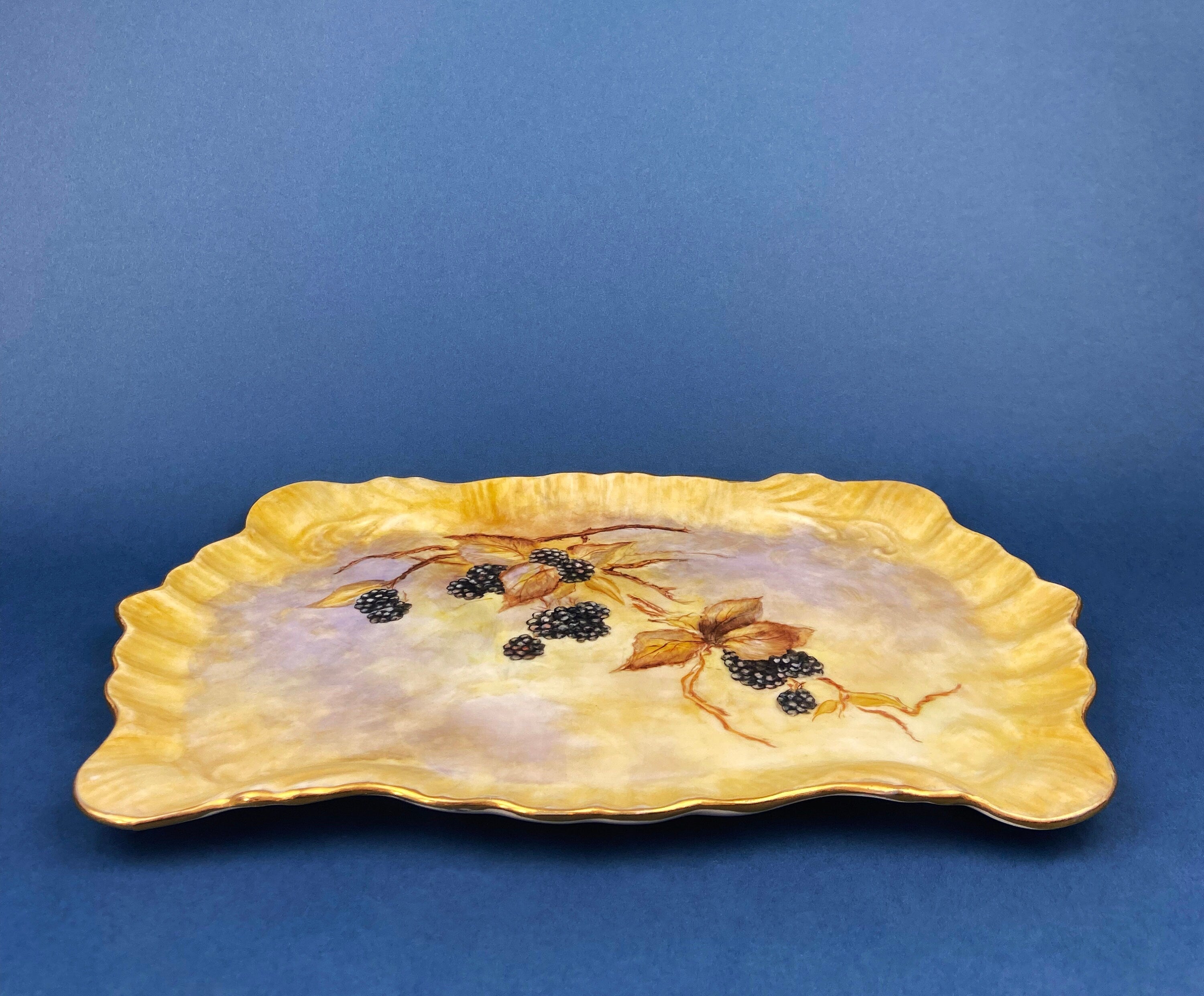 Antique Porcelain Tray for Cosmetics, Perfume, Bath Products, as Breakfast Tray or for Tea Parties. Hand-Painted & Signed by Artist.