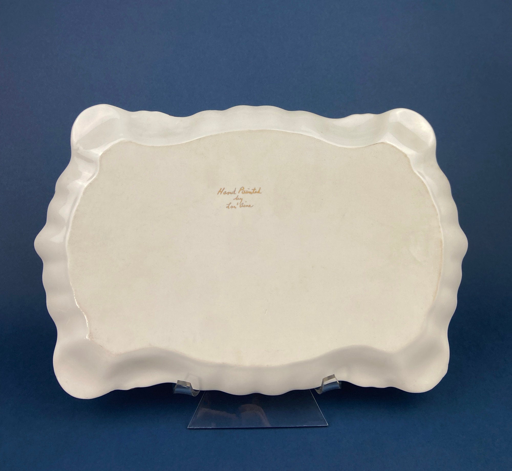 Antique Porcelain Tray for Cosmetics, Perfume, Bath Products, as Breakfast Tray or for Tea Parties. Hand-Painted & Signed by Artist.