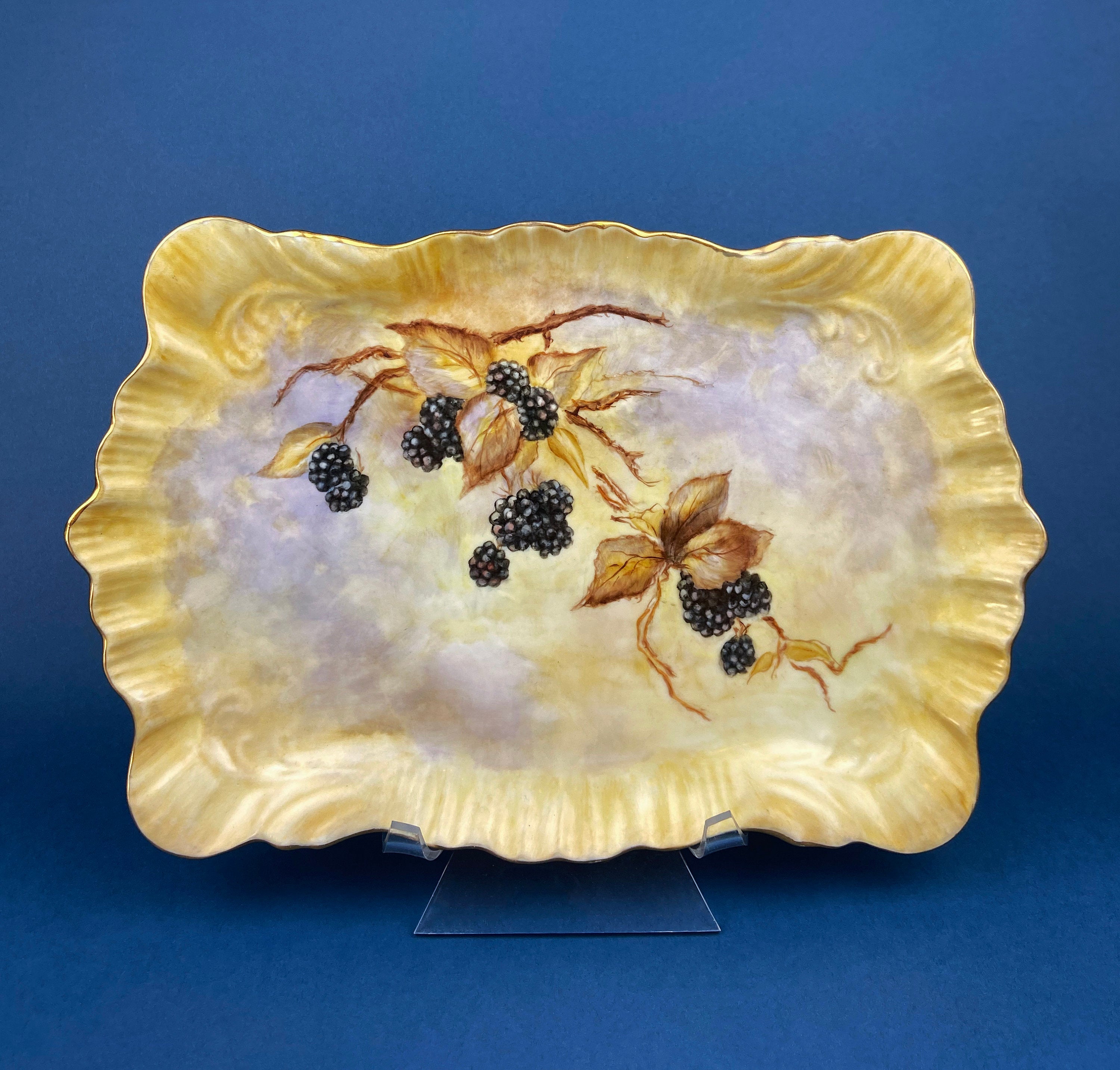 Antique Porcelain Tray for Cosmetics, Perfume, Bath Products, as Breakfast Tray or for Tea Parties. Hand-Painted & Signed by Artist.