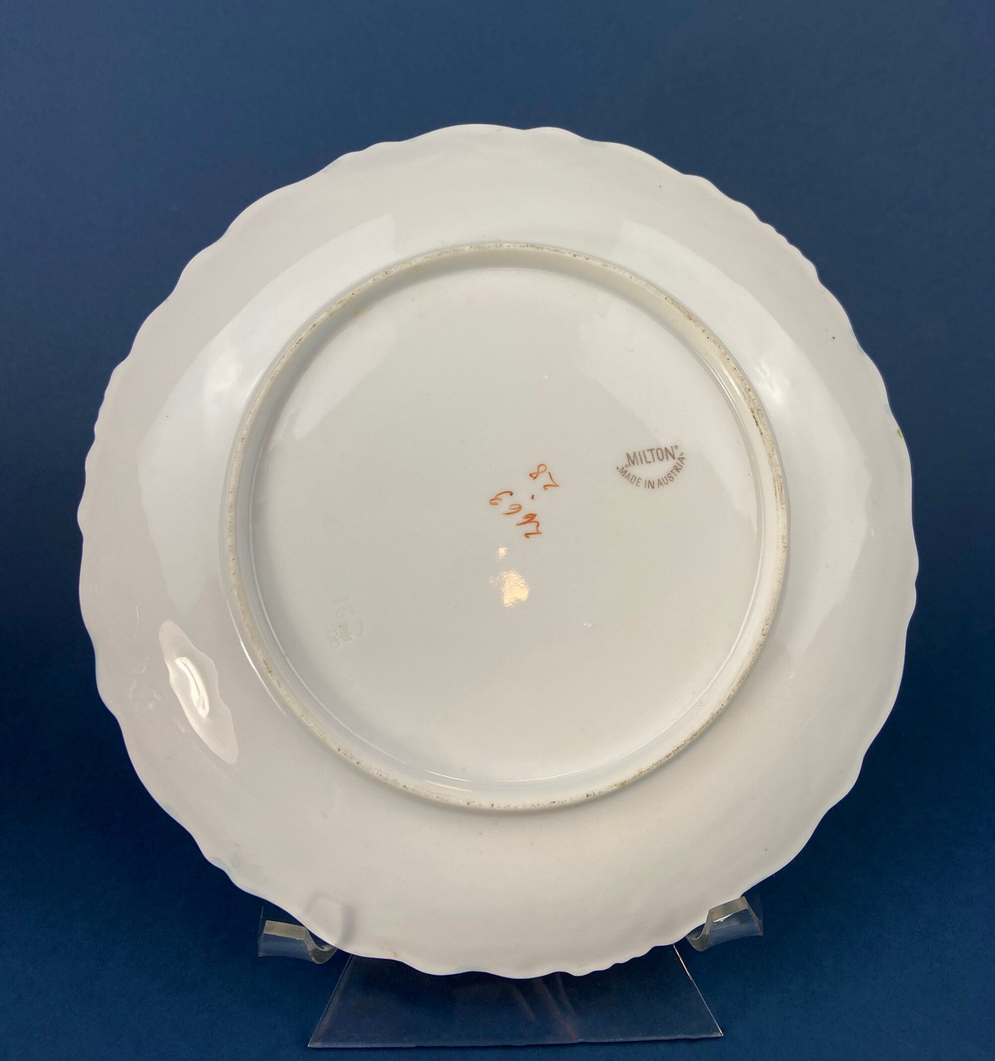 Antique Plate and Bowl by Milton, Imperial Vienna. Hand-Painted Tea Roses. Collectible Dessert Plate and Serving Bowl.