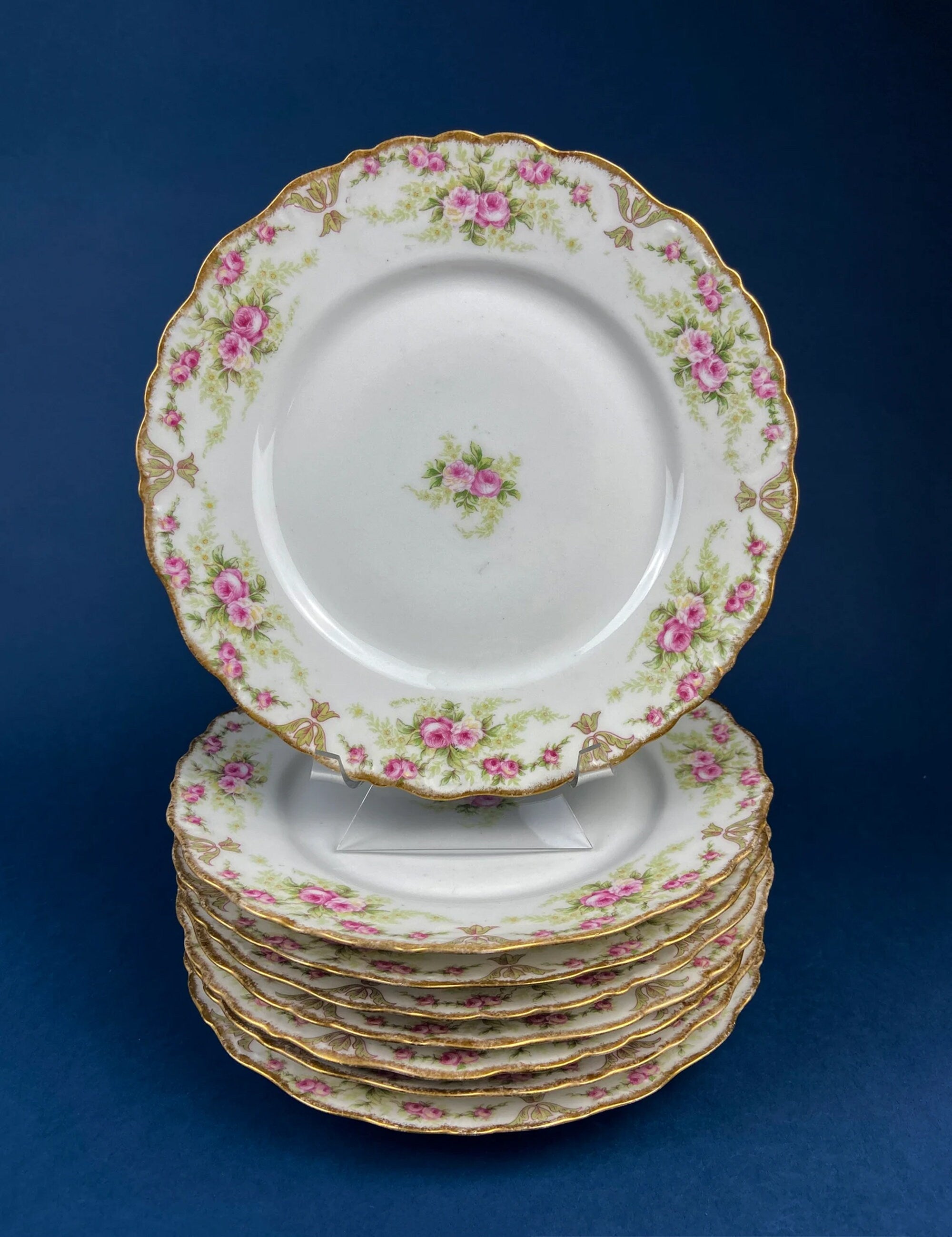 Antique Limoges Dinner Plates. Set of Eight Large Plates. Haviland & Co. Made in France. Luxurious Dining. Rare Find. French Country Living