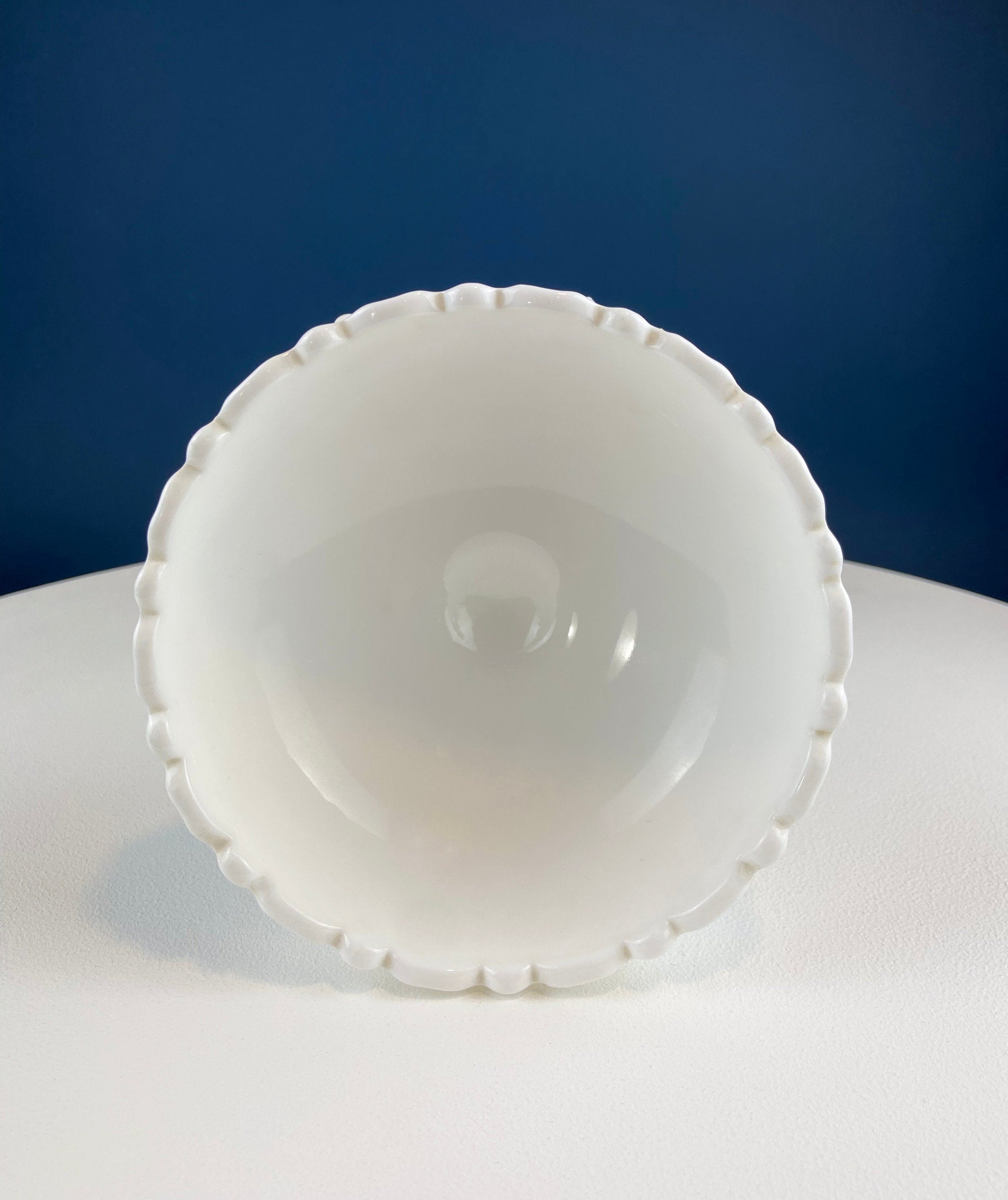 Milk Glass Floral Footed Bowl with Salloped Rim. White Compote with 3-D Roses. Serving Dish for Fruit or Nuts Bowl. Bedroom Console Decor.
