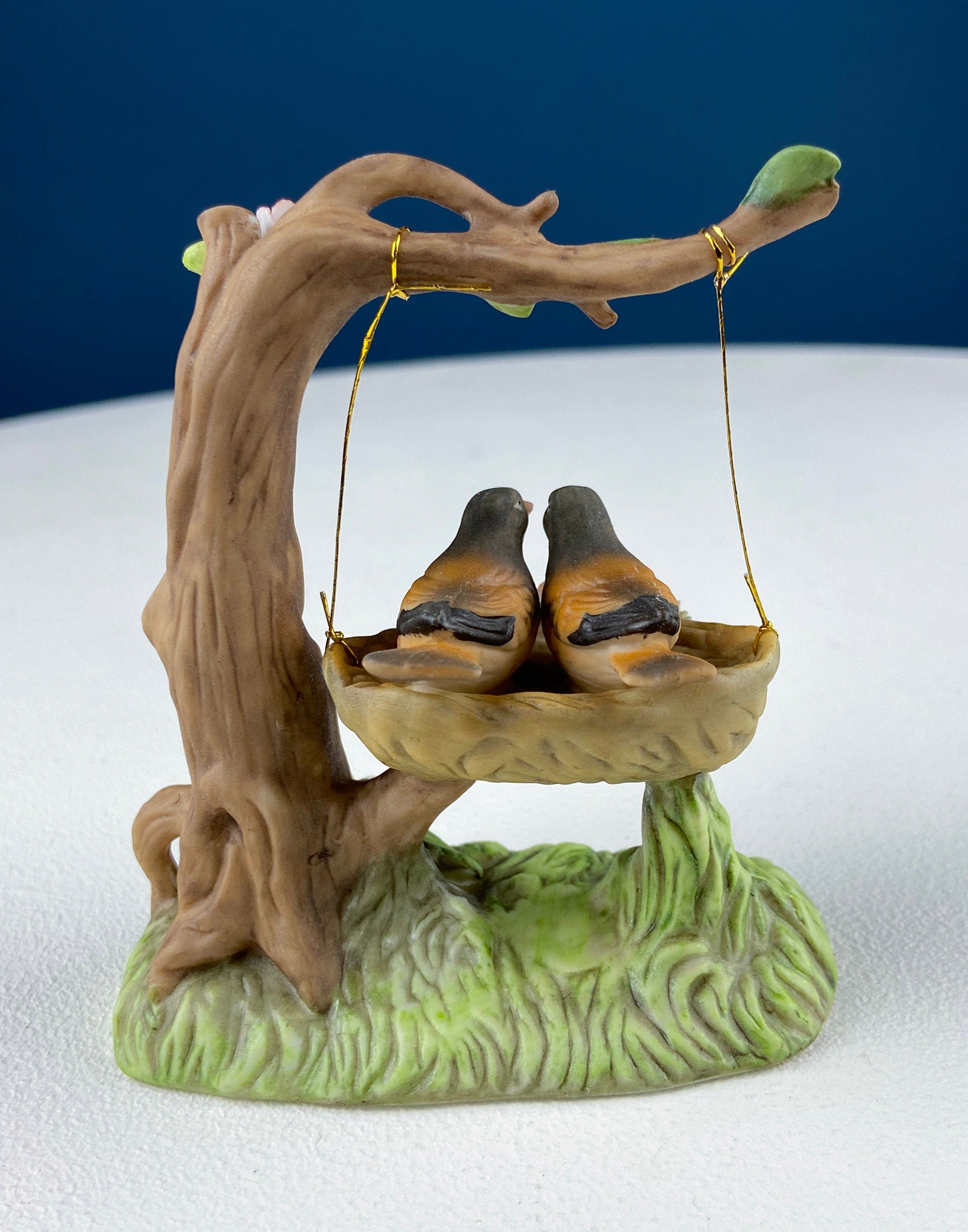 Porcelain Figurine by Marks & Rosenfeld of Little Girl Planting Flowers. Paired with Porcelain Birds in Nest. Gift for Mom, Grandma, Partner