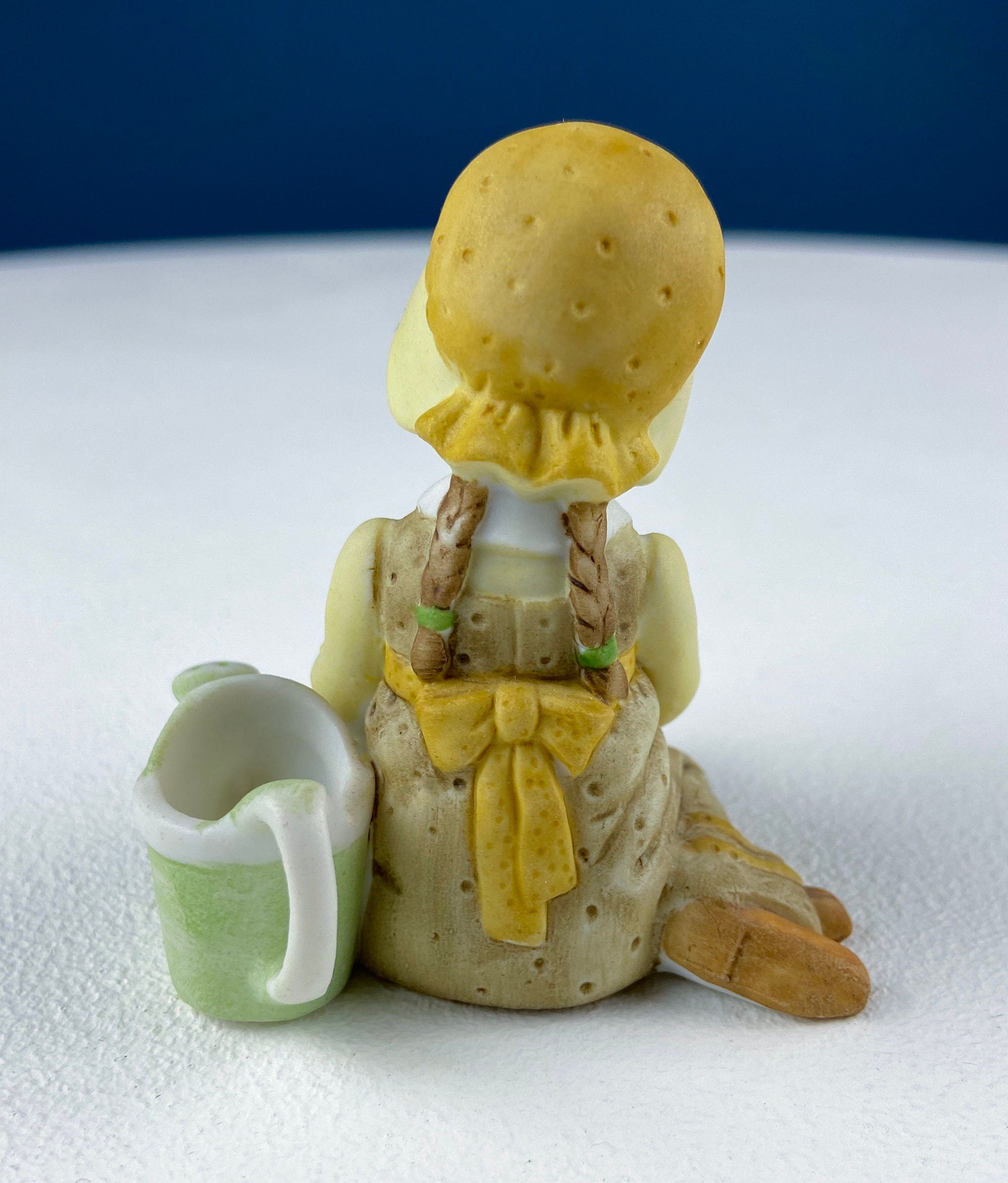 Porcelain Figurine by Marks & Rosenfeld of Little Girl Planting Flowers. Paired with Porcelain Birds in Nest. Gift for Mom, Grandma, Partner