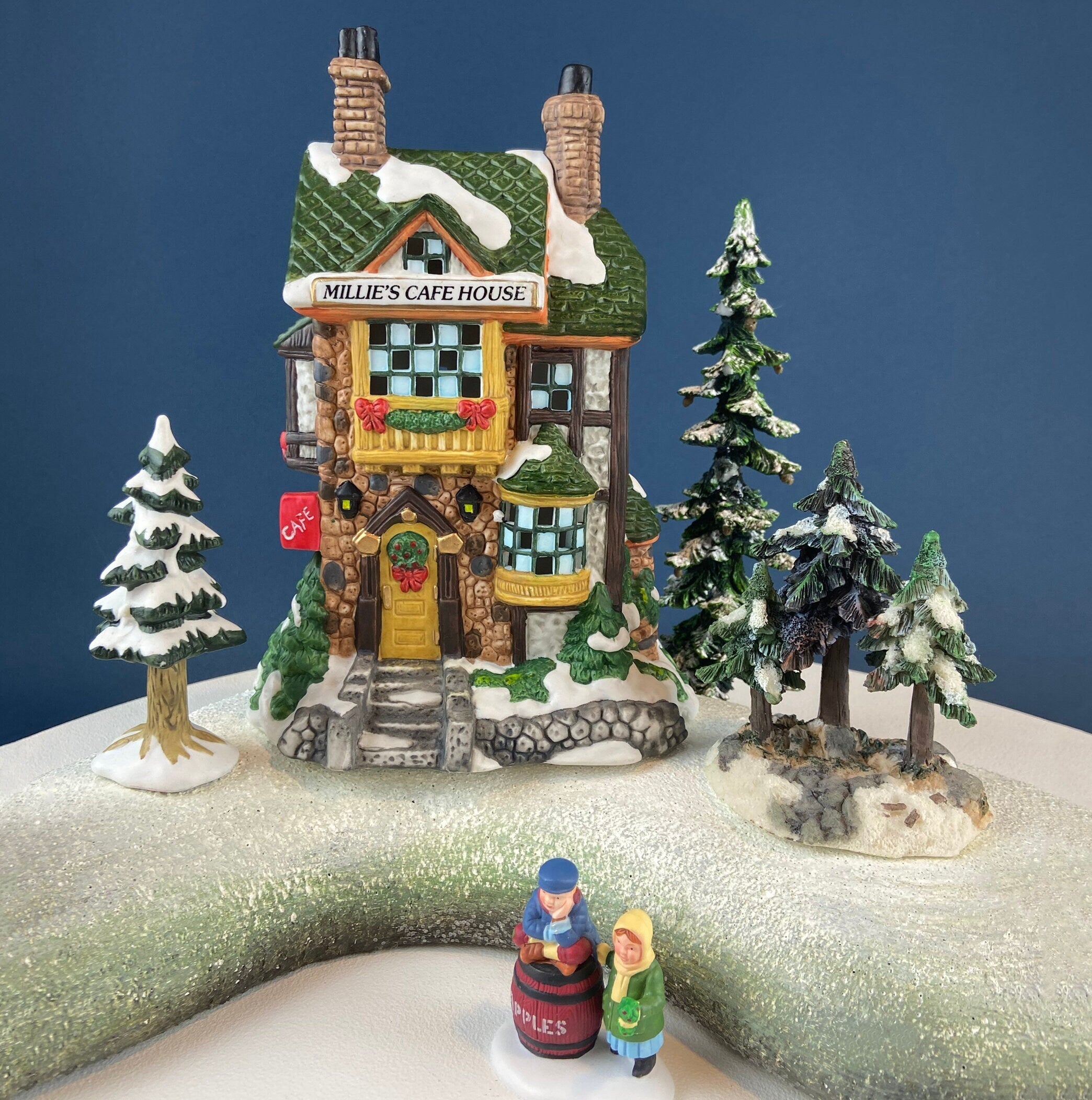 Illuminated Christmas Village Tea Seller House by Dept 56. Christmas in the City. Magical Holiday Home Retail Decor. Gift for Tea Lover.