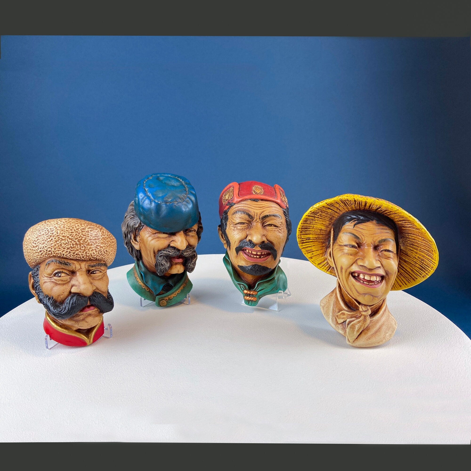 Bosson Like Chalkware Head of Pancho Villa. Life Like Caricature of Spanish Man in Red Sombrero. Ethnic Wall Hanging. Collectible Bust.
