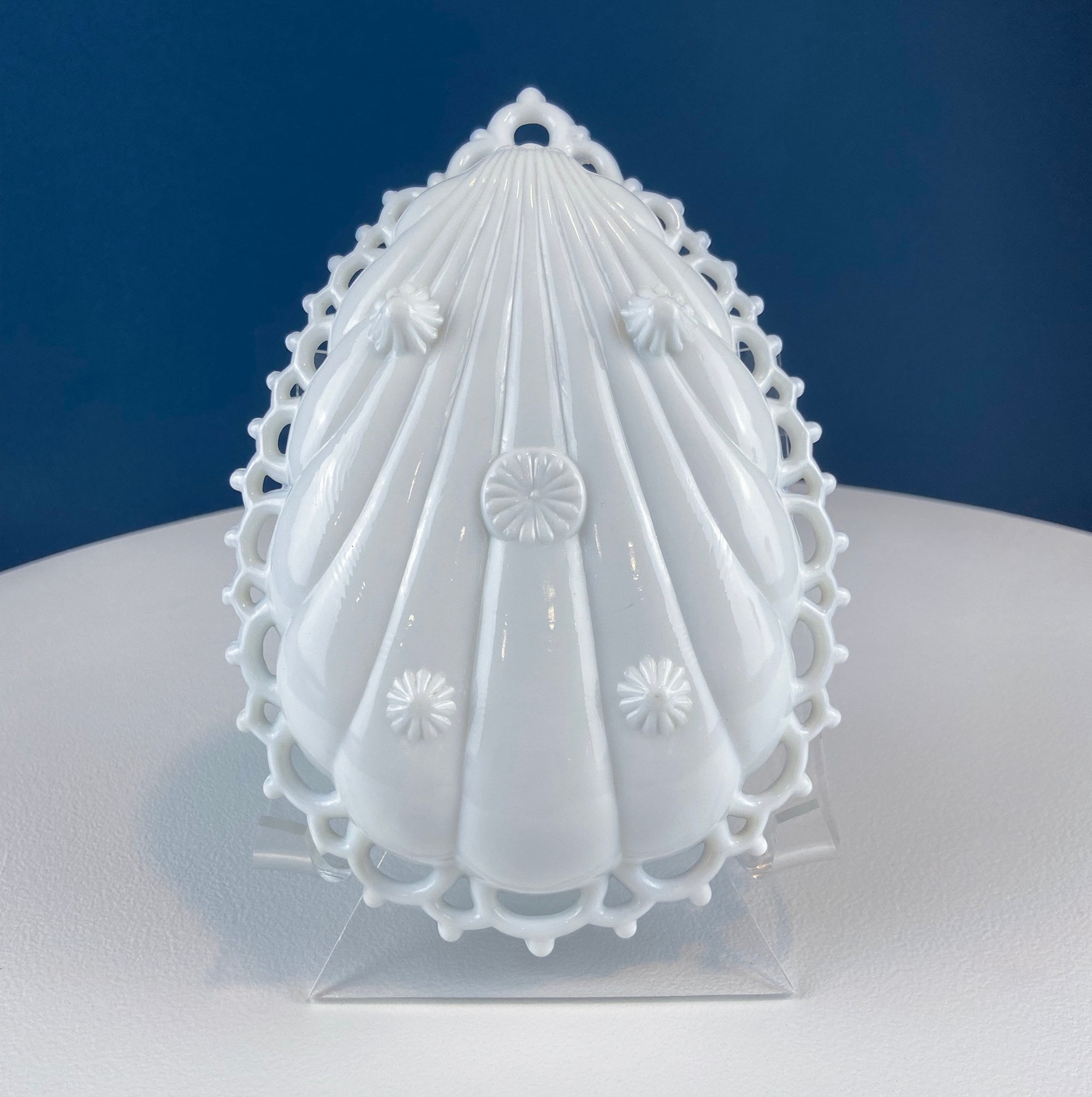 Milk Glass Tear Drop Small Serving Dishes with Fluting & Lacy Brim. Set of 2 White Serving Dishes. Kitchen, Bath Decor. Condiment, Soap Dish