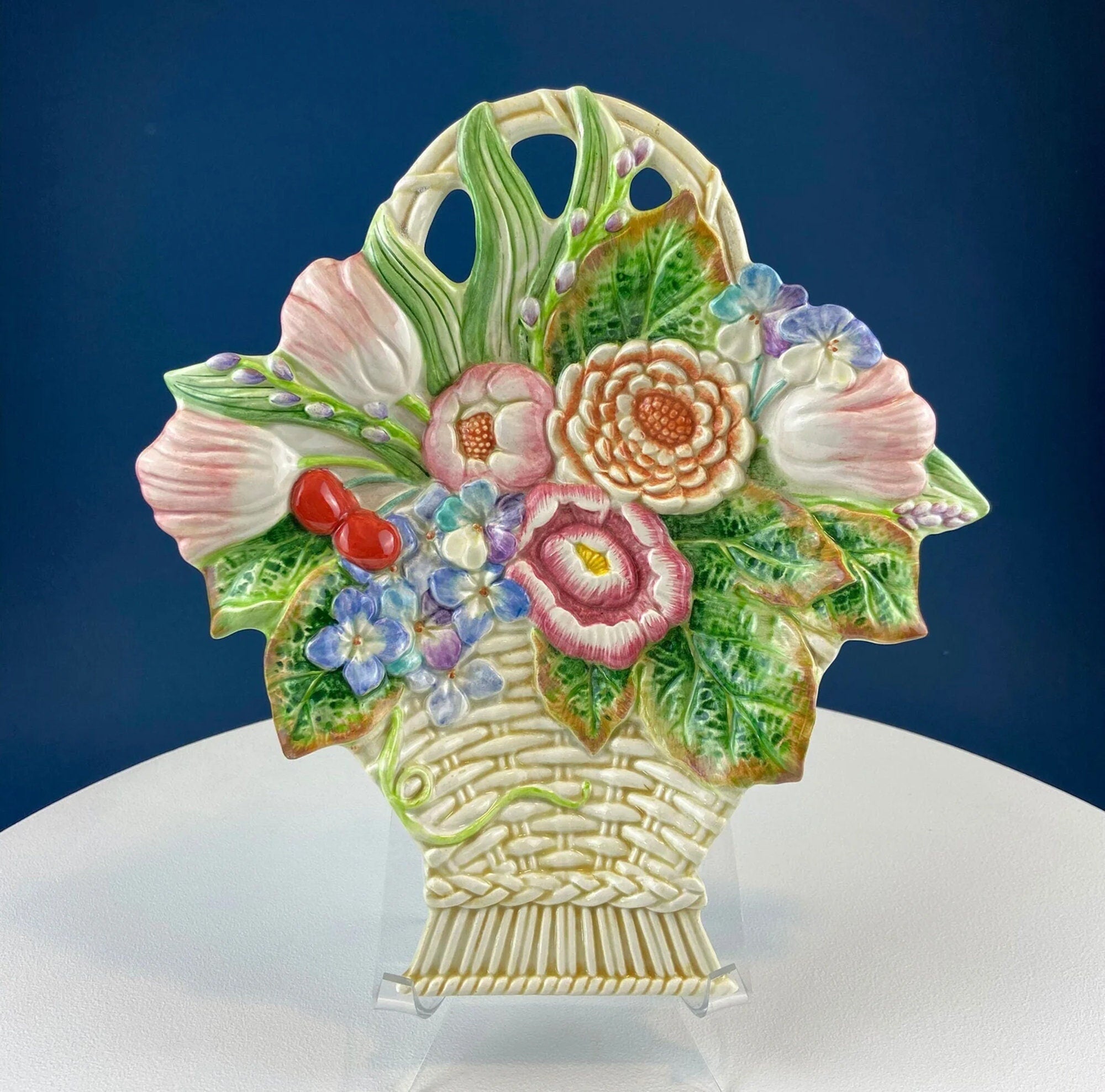 Hand-Painted Floral Porcelain Plate and Bowl Set, Japanese A.C.F.