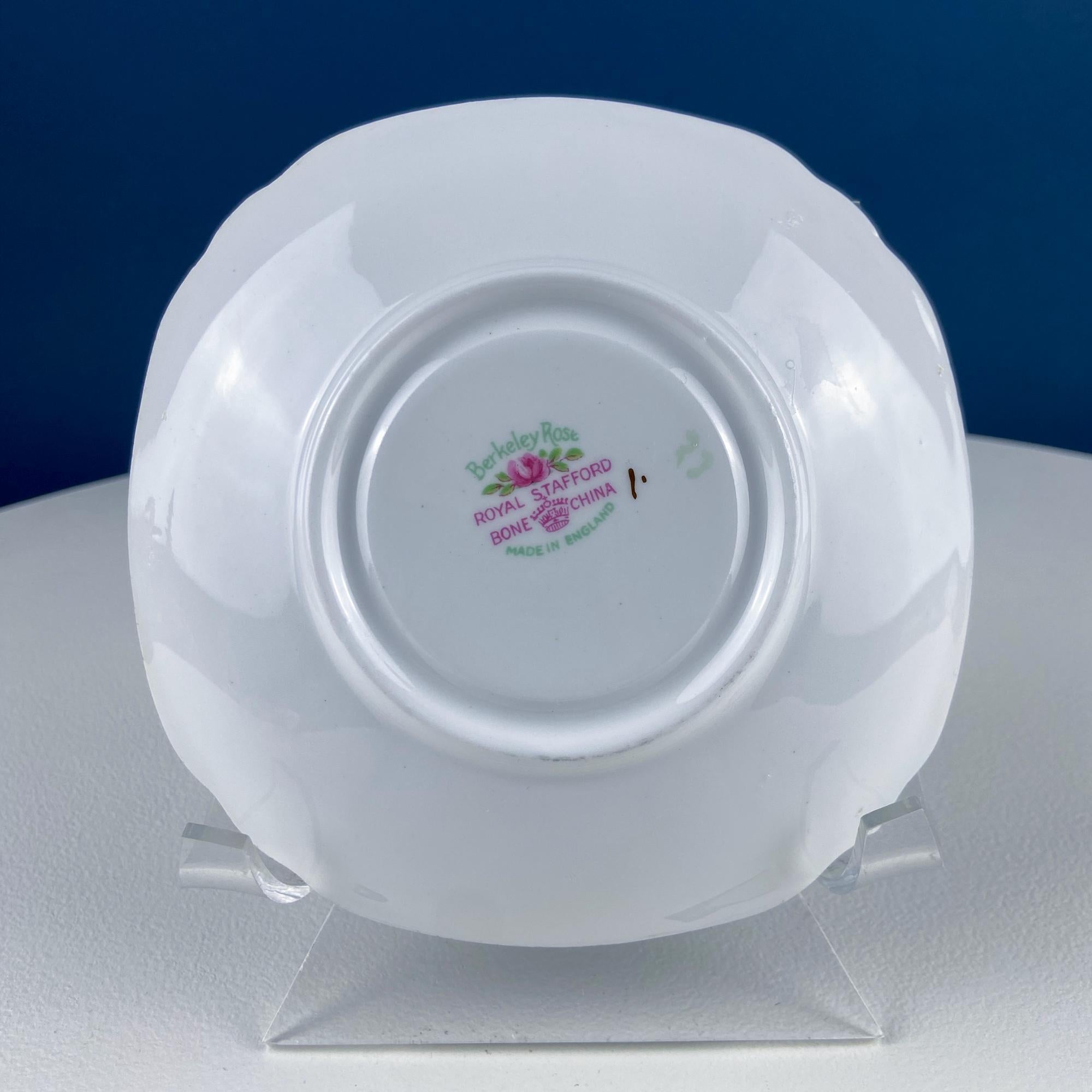 Square Tea or Coffee Cup with Bold Pink Roses and Floral Handle. Royal Stafford Berkeley Rose. Gift for a Romantic in Your Life.