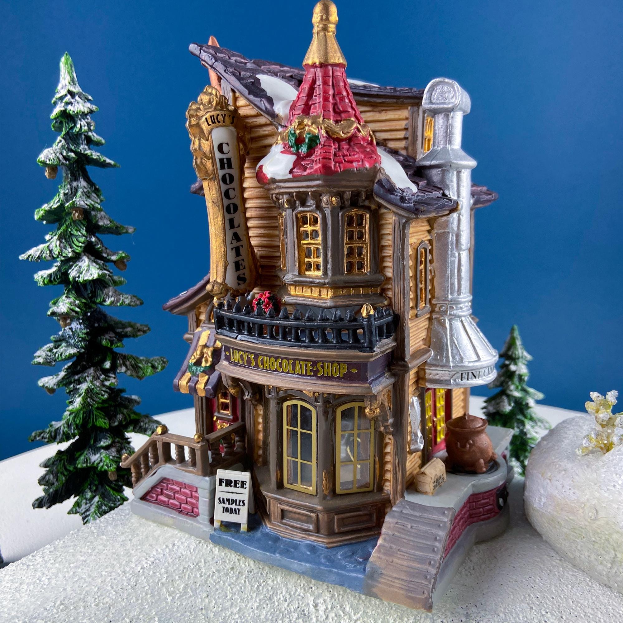 Illuminated Christmas Village Tea Seller House by Dept 56. Christmas in the City. Magical Holiday Home Retail Decor. Gift for Tea Lover.