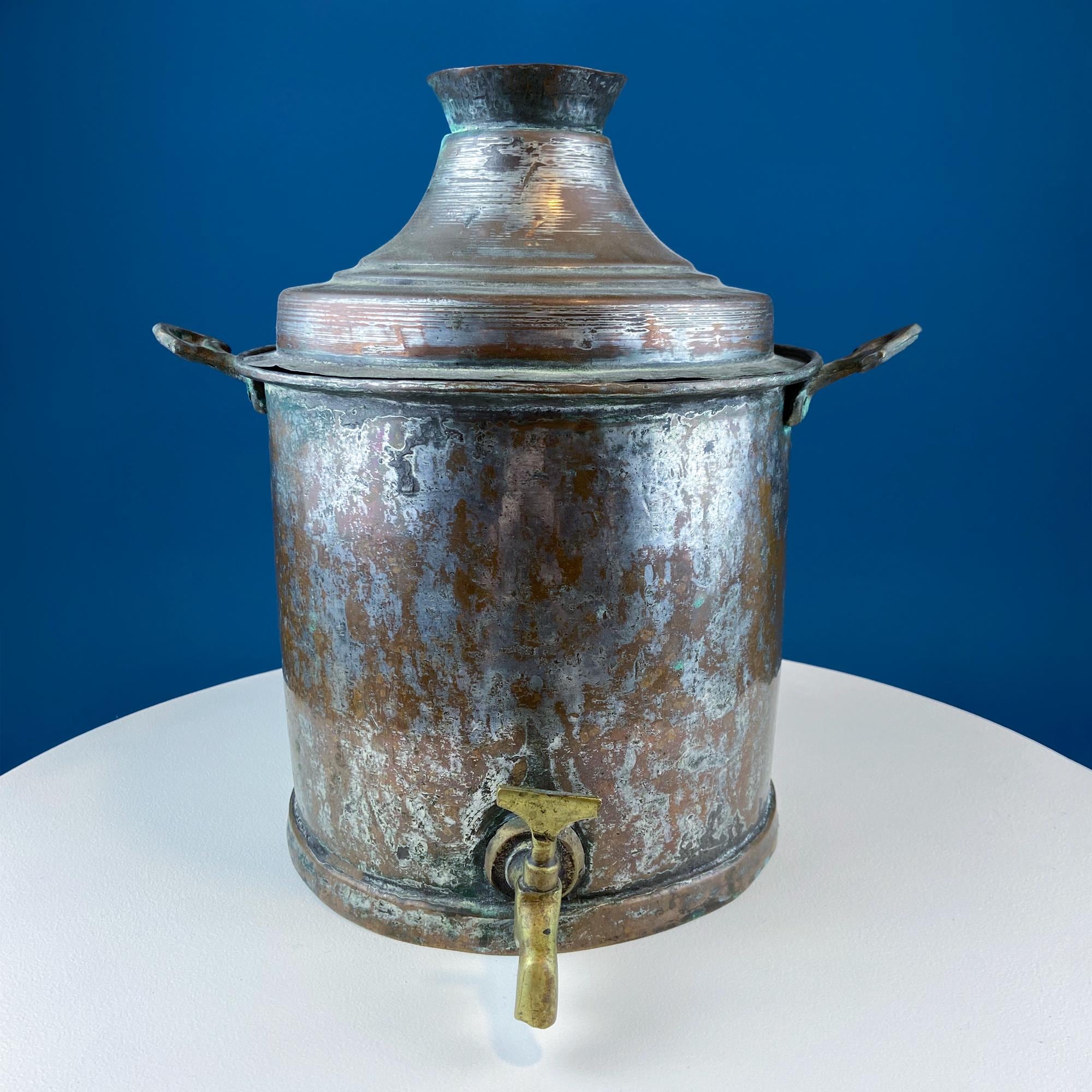 Hand Pounded Tin Copper Turkish Teapot or Coffee Pot. Rustic Home Decor. Perfect for Camping. Gift for Him, Dad, Camping Buddy.