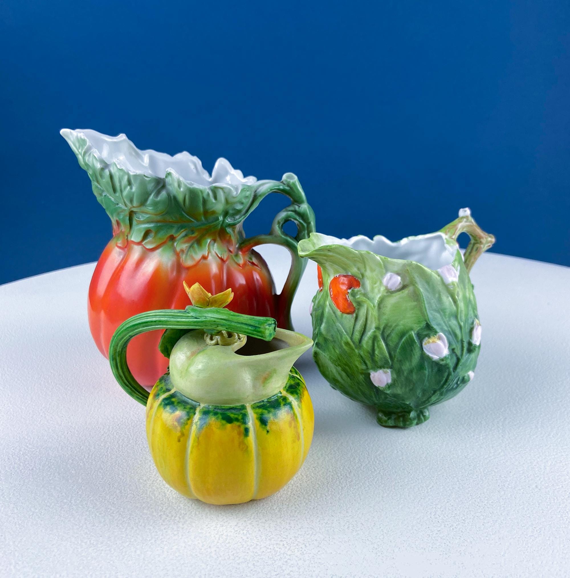 Antique Bisque Porcelain Pitcher Creamer Jug Covered in 3D Flowers and Berries. Bavaria Royal Bayreuth Modern Farmhouse. Dining Room Decor.