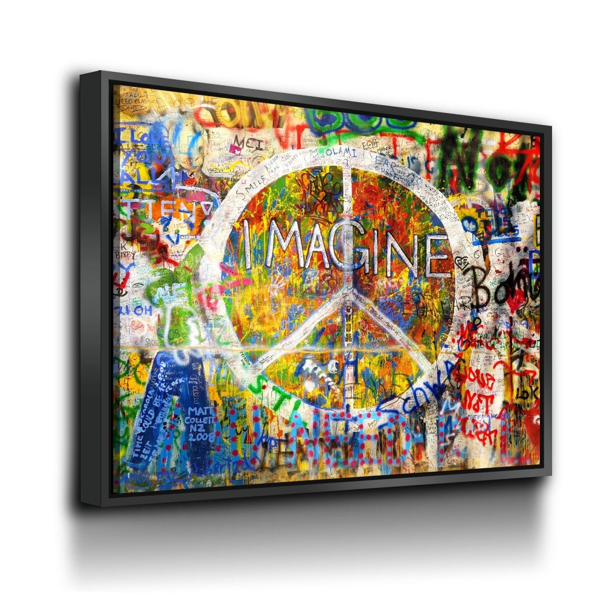 Imagine Wall, Graffiti on The Lennon Wall Canvas Wall Art