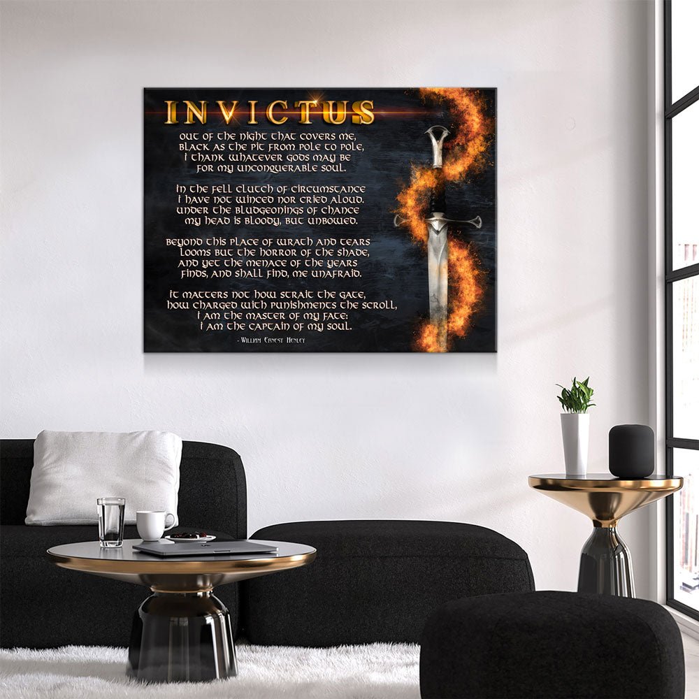 Invictus Poem Canvas Wall Art | William Ernest Henley Inspirational Quote Print