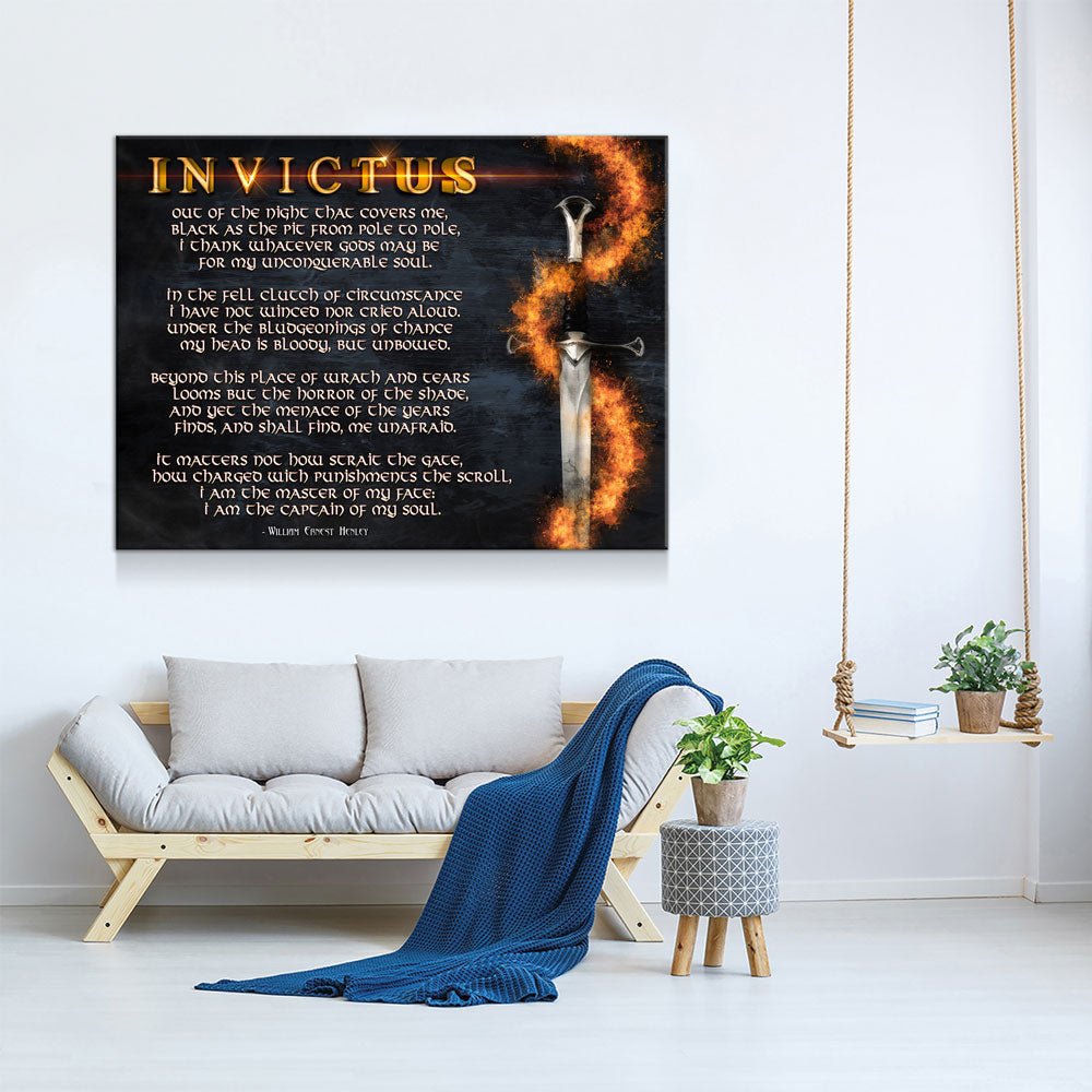 Invictus Poem Canvas Wall Art | William Ernest Henley Inspirational Quote Print