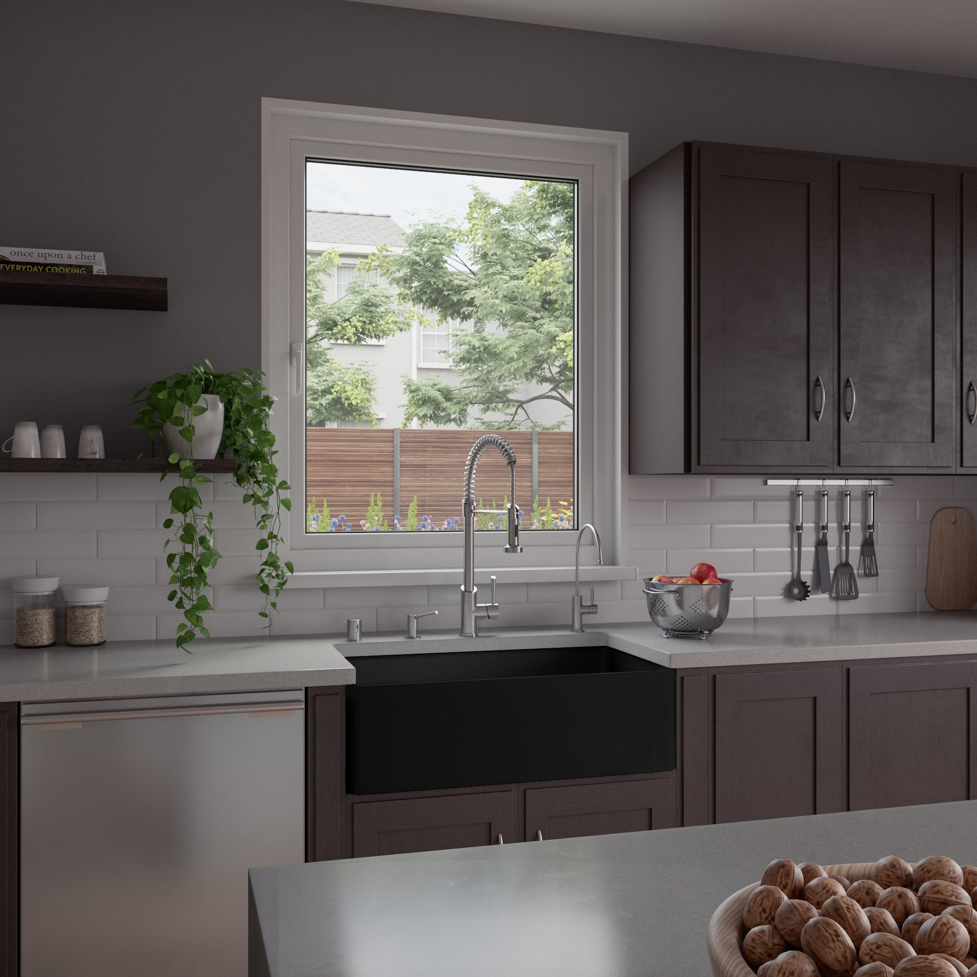 Black Matte Smooth Apron 33'' X 18'' Single Bowl Fireclay Farm Sink