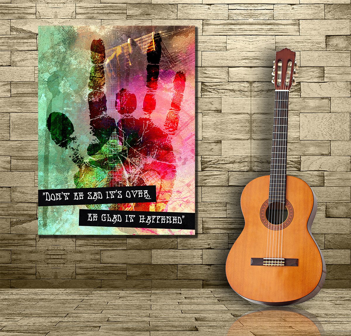 Jerry Garcia Hand Art Don't Be Sad It's Over Be Glad It Happened Framed Canvas Wall Art