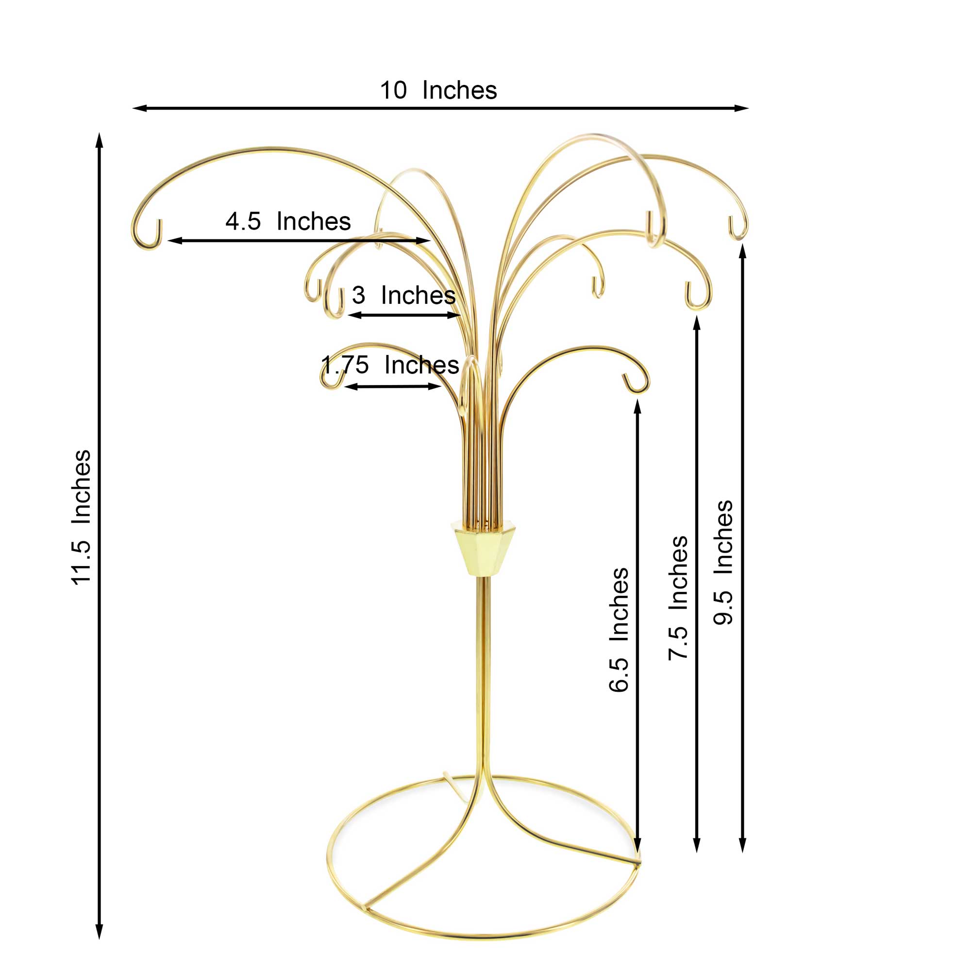 12-Arm Spiral Fountain Brass Gold Metal Ornament Stand Display 11.5 Inches
