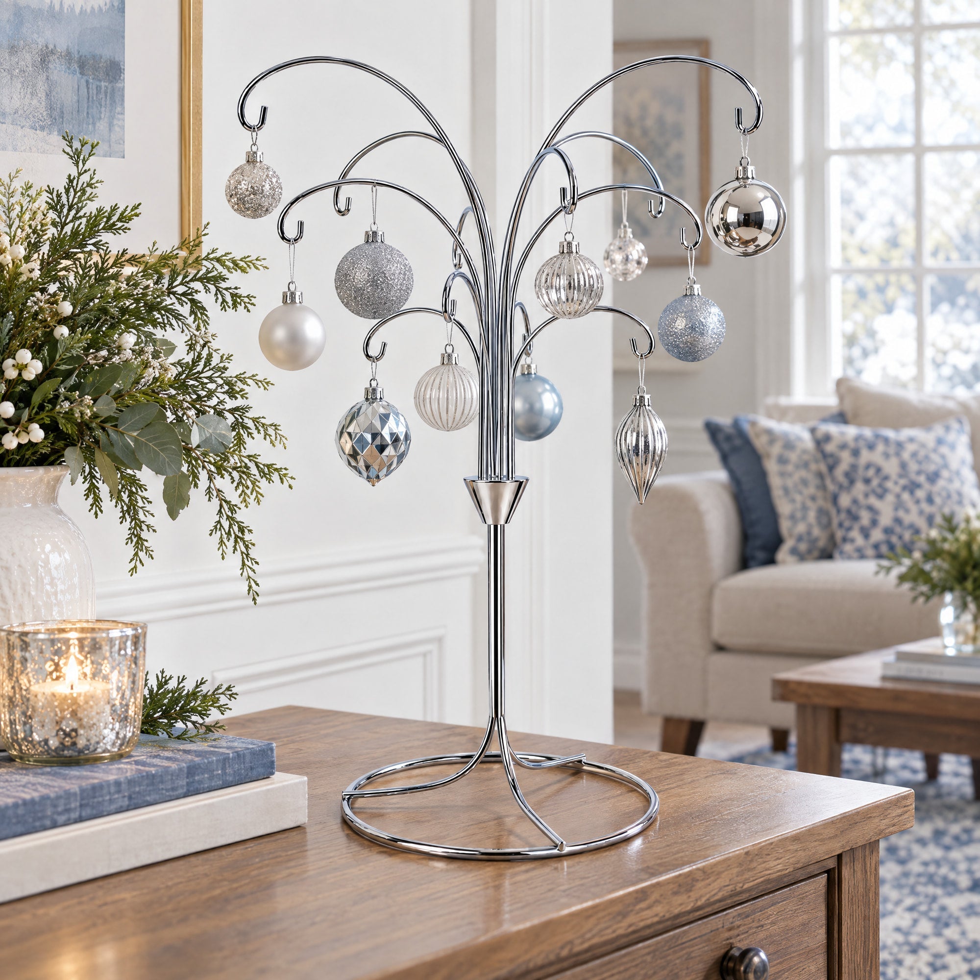 12-Arm Spiral Fountain Brass Silver Metal Ornament Stand Display 11.5 Inches