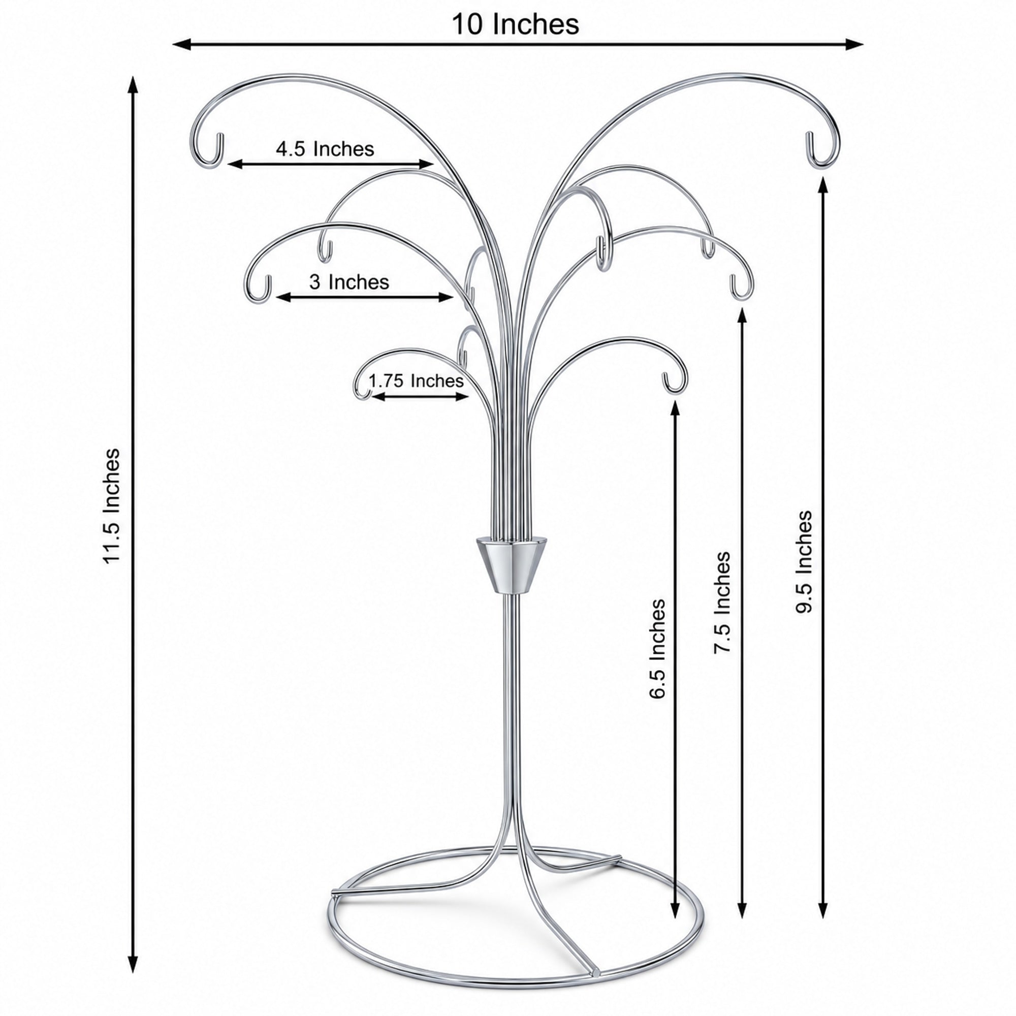 12-Arm Spiral Fountain Brass Silver Metal Ornament Stand Display 11.5 Inches