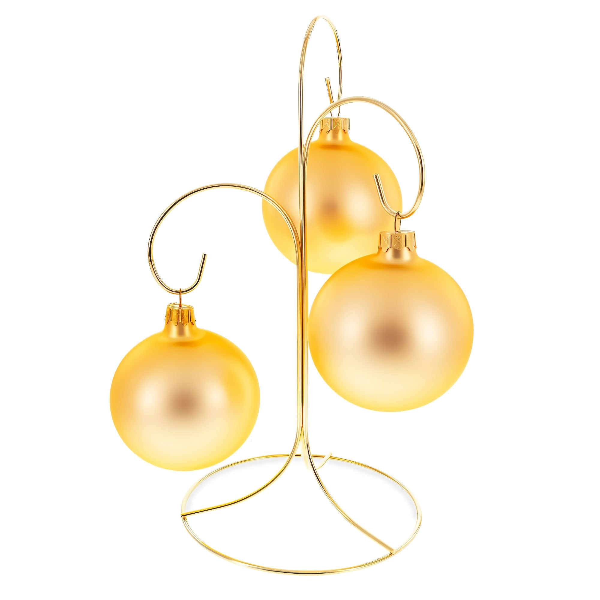 3-Arm 3-Tier Gold Brass Metal Ornament Stand Display 10.75 Inches