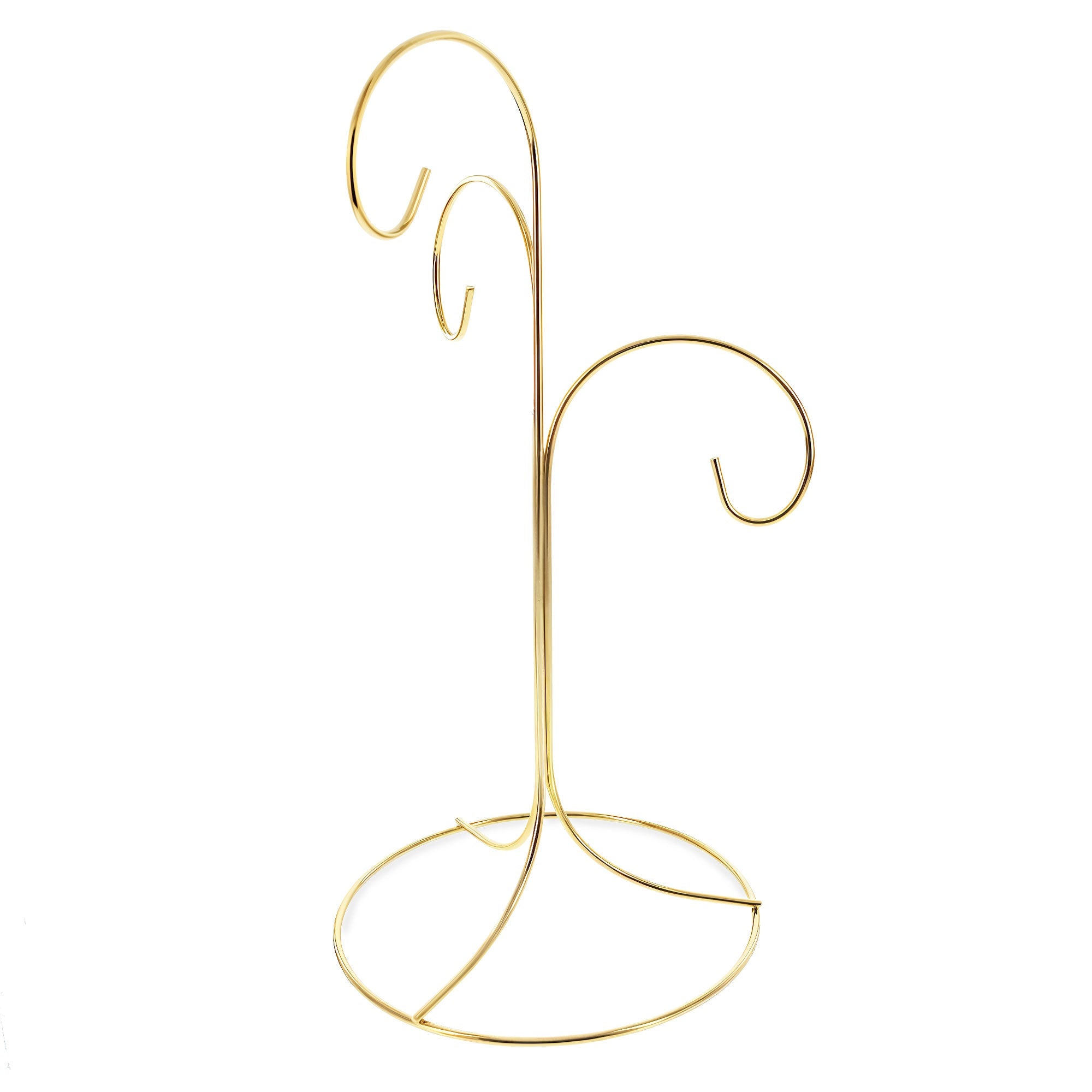 3-Arm 3-Tier Gold Brass Metal Ornament Stand Display 10.75 Inches