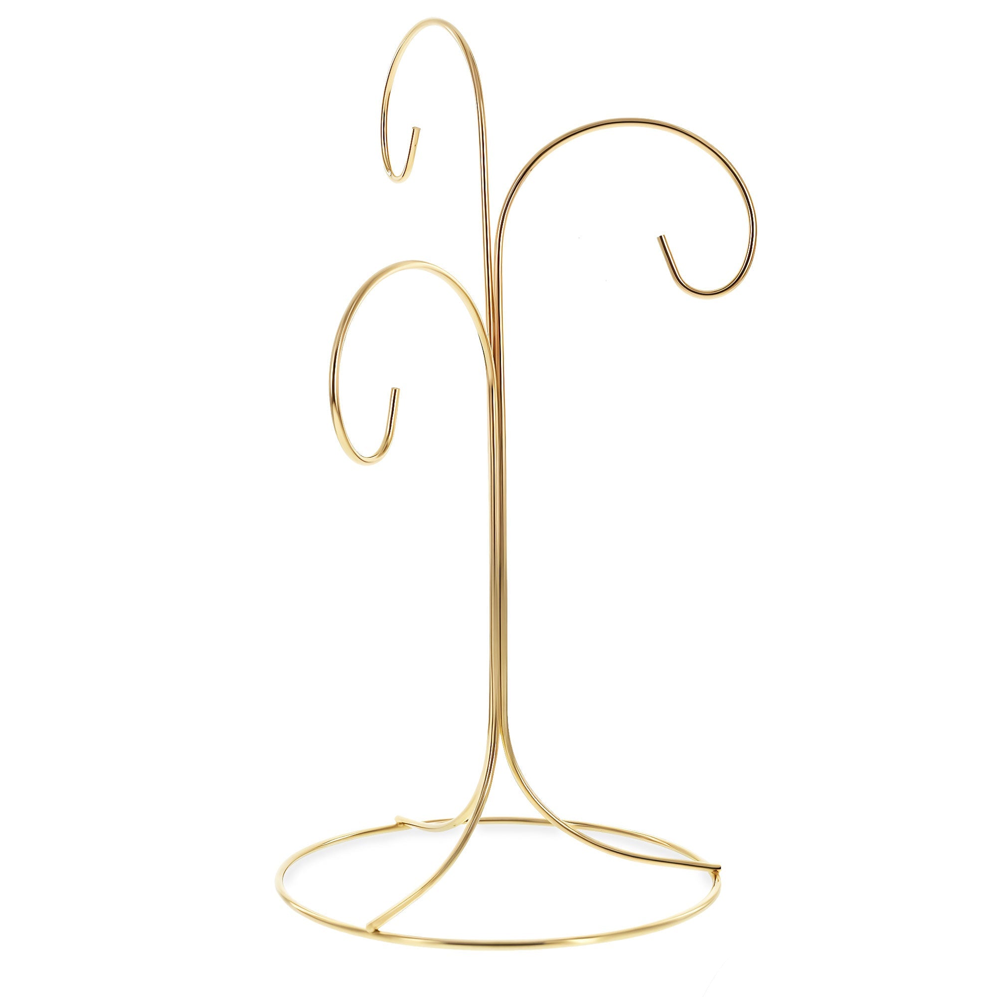 3-Arm 3-Tier Gold Brass Metal Ornament Stand Display 10.75 Inches