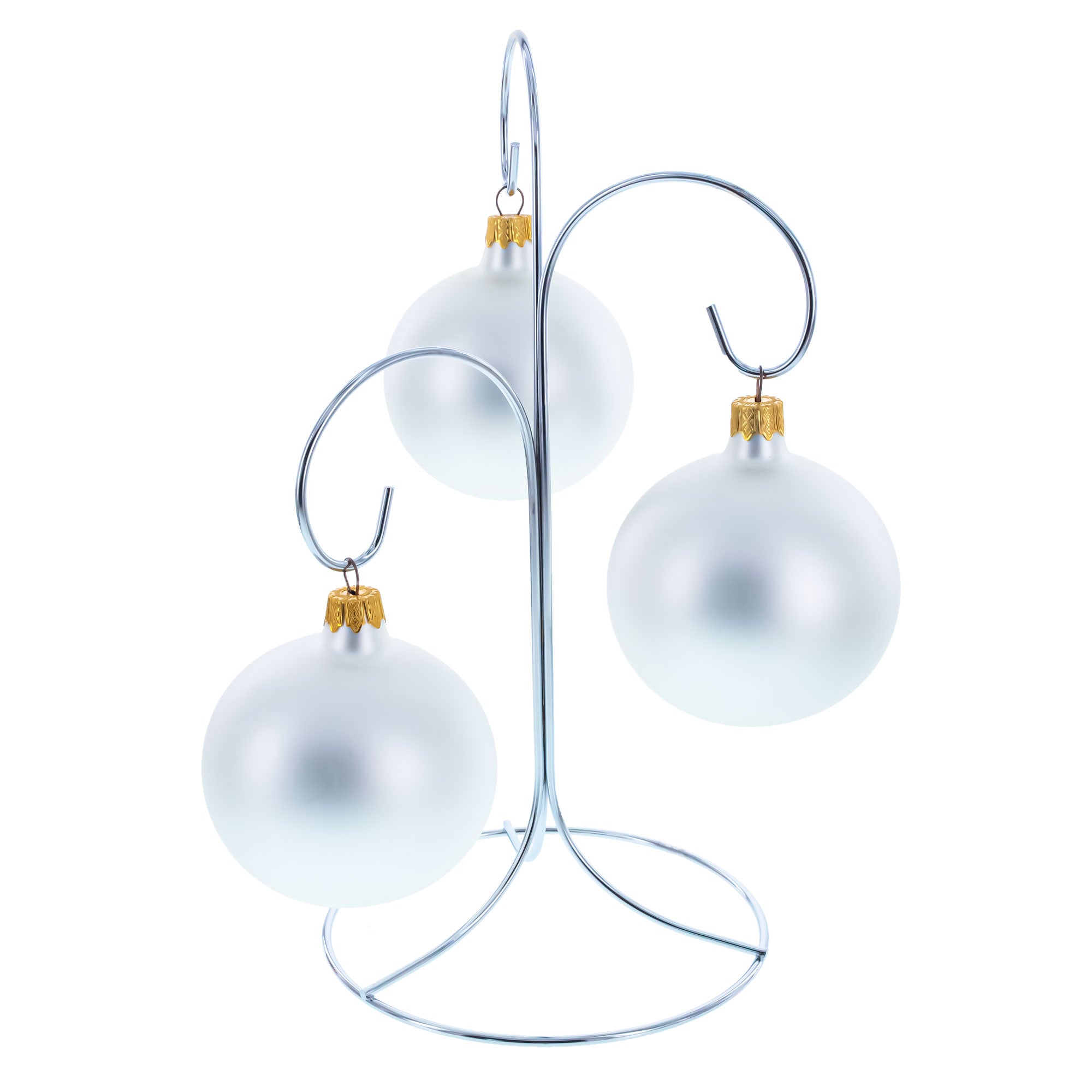 3-Arm 3-Tier Silver Metal Ornament Stand Display 10.75 Inches