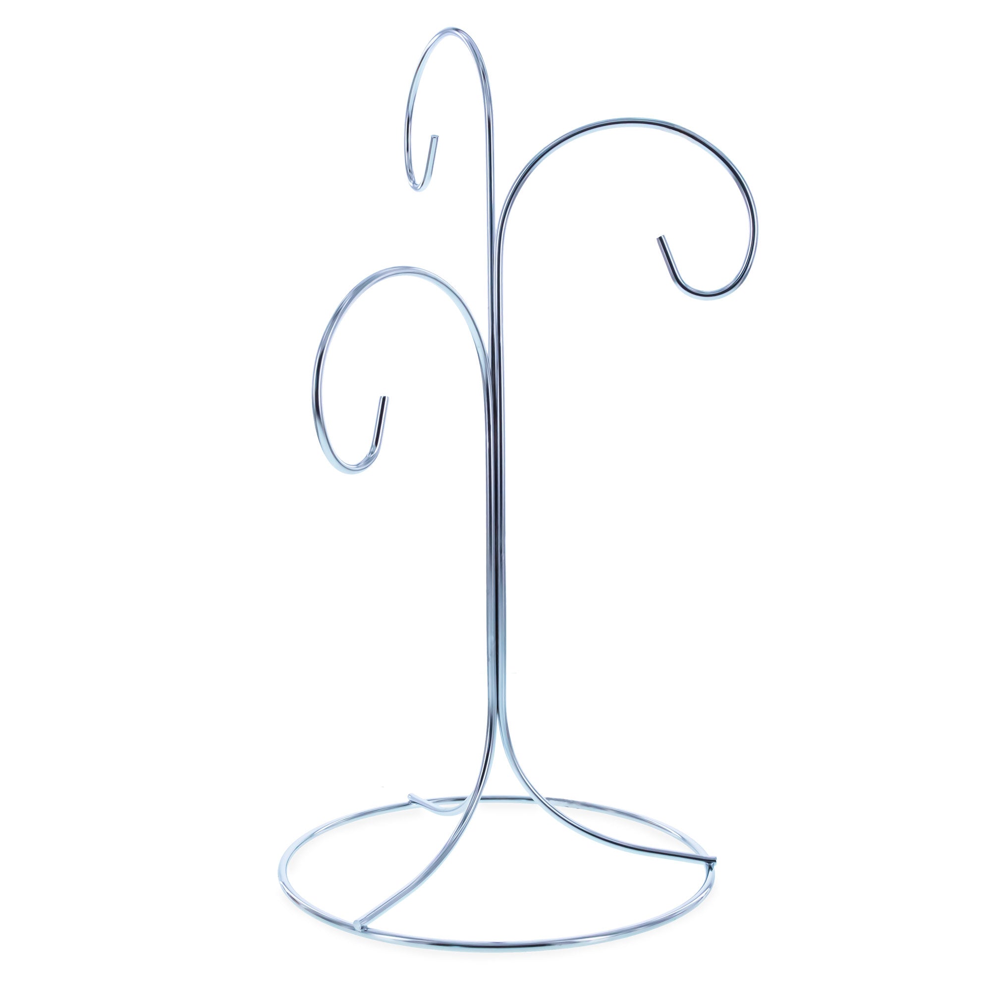 3-Arm 3-Tier Silver Metal Ornament Stand Display 10.75 Inches