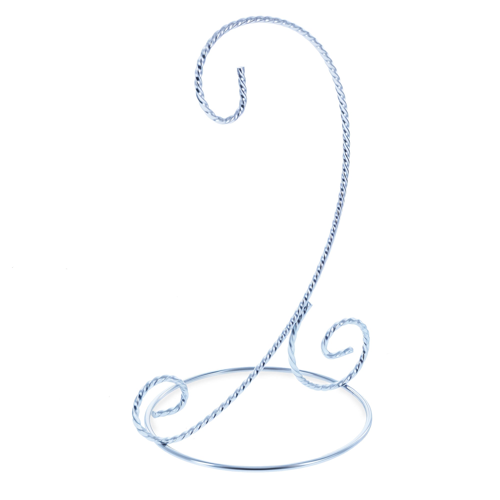 Twisted Wire Silver Metal Ornament Stand Display 7.2 Inches