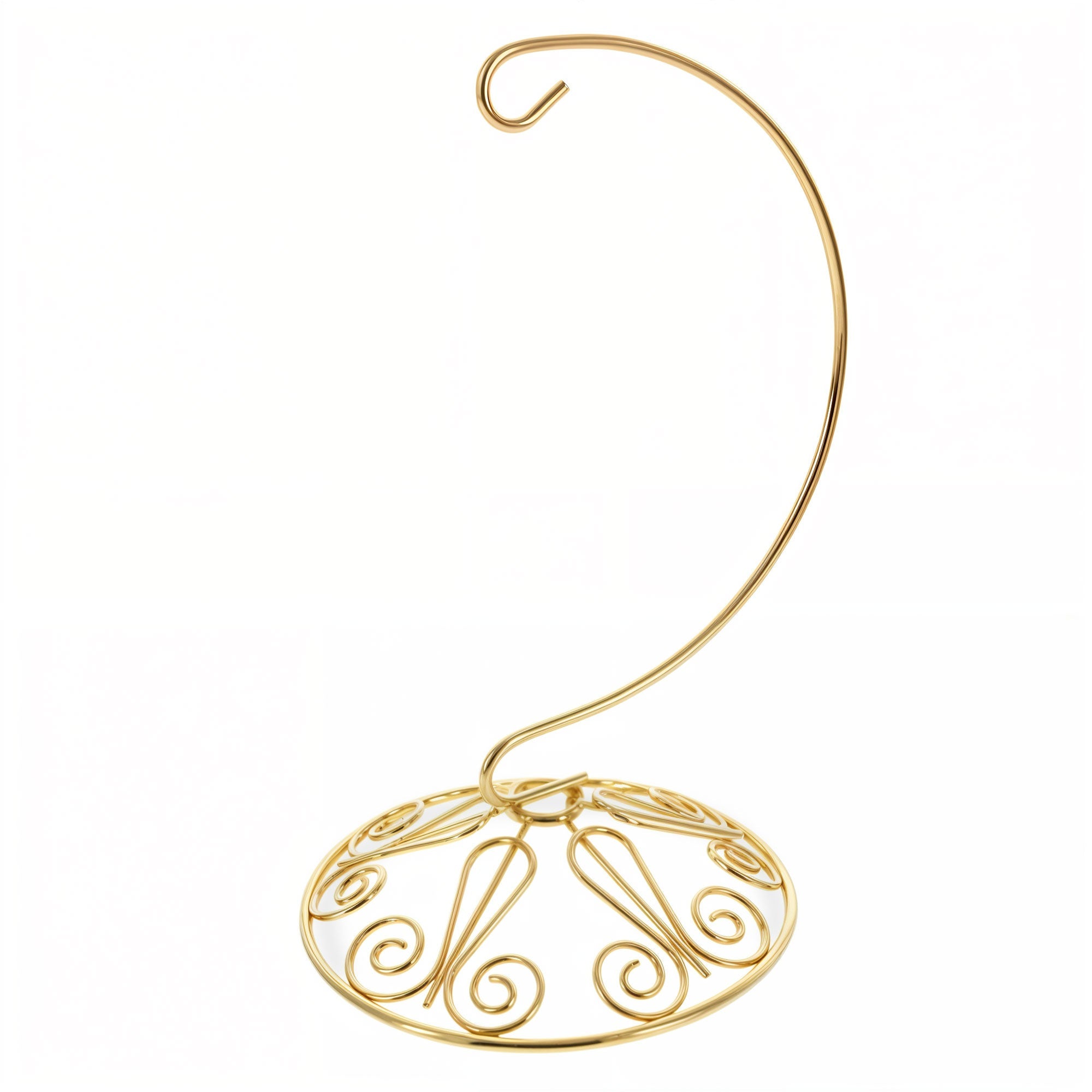 Curved Gold Wire Swirl Base Ornament Stand Display 7 Inches