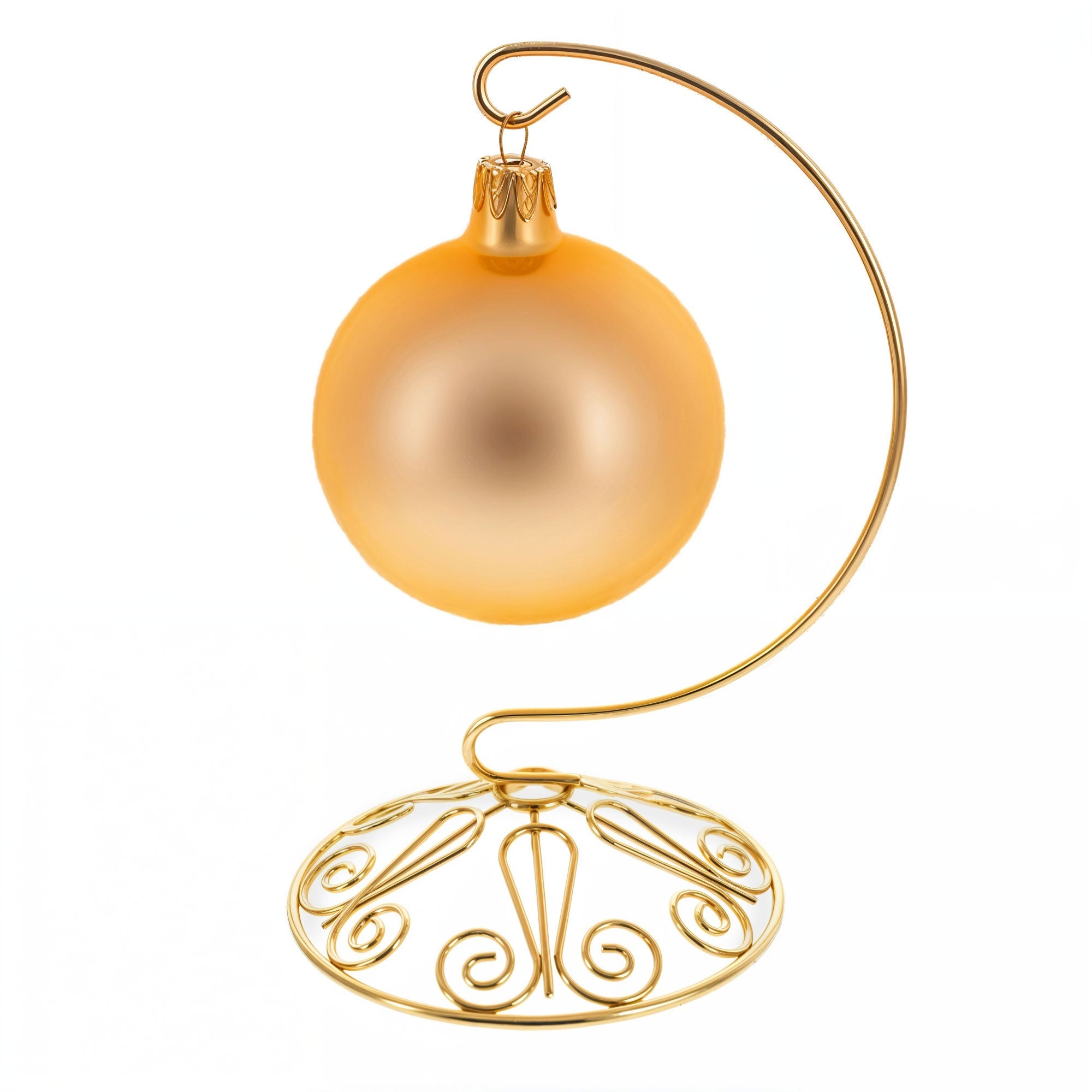 Curved Gold Wire Swirl Base Ornament Stand Display 7 Inches