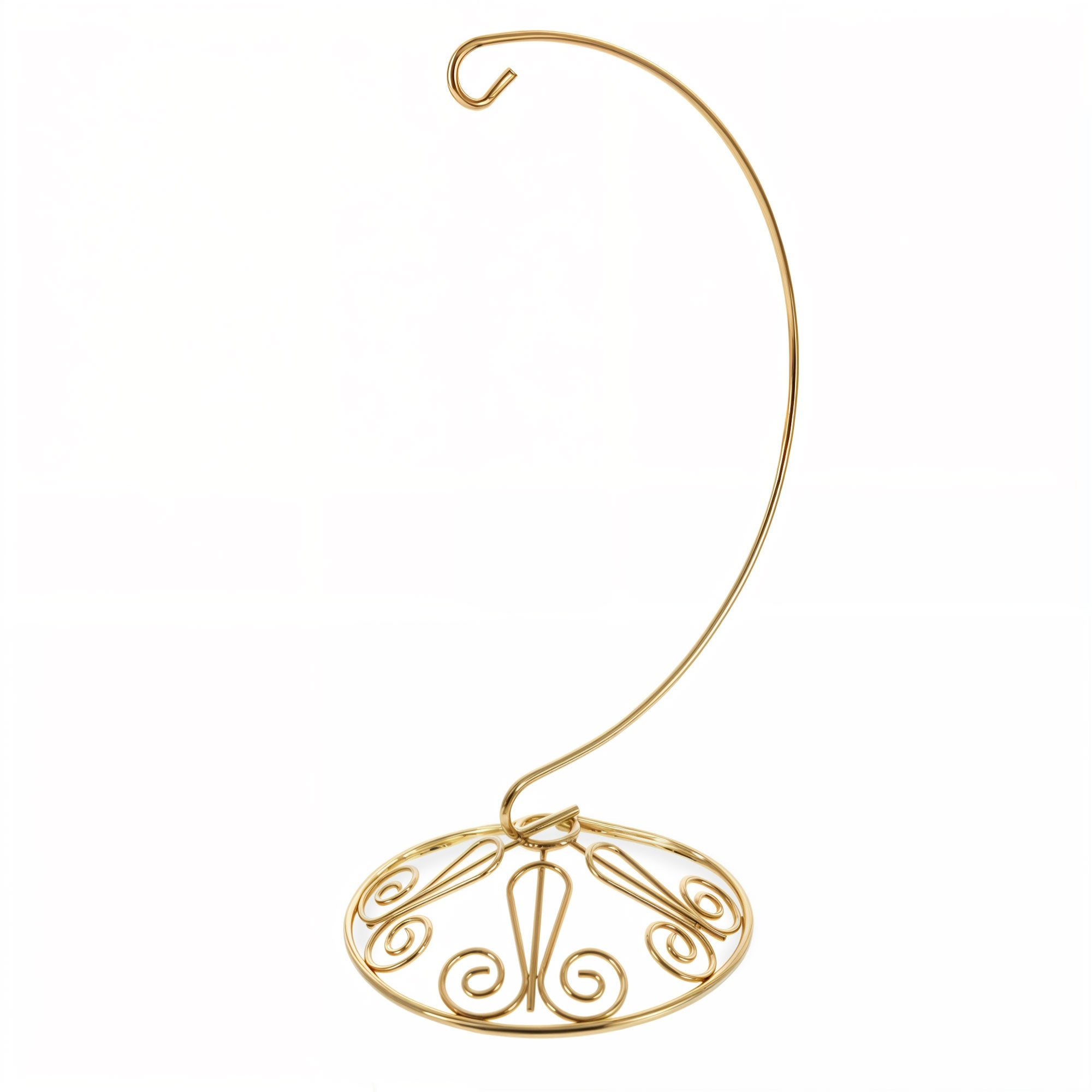 Curved Gold Wire Swirl Base Ornament Stand Display 8.75 Inches