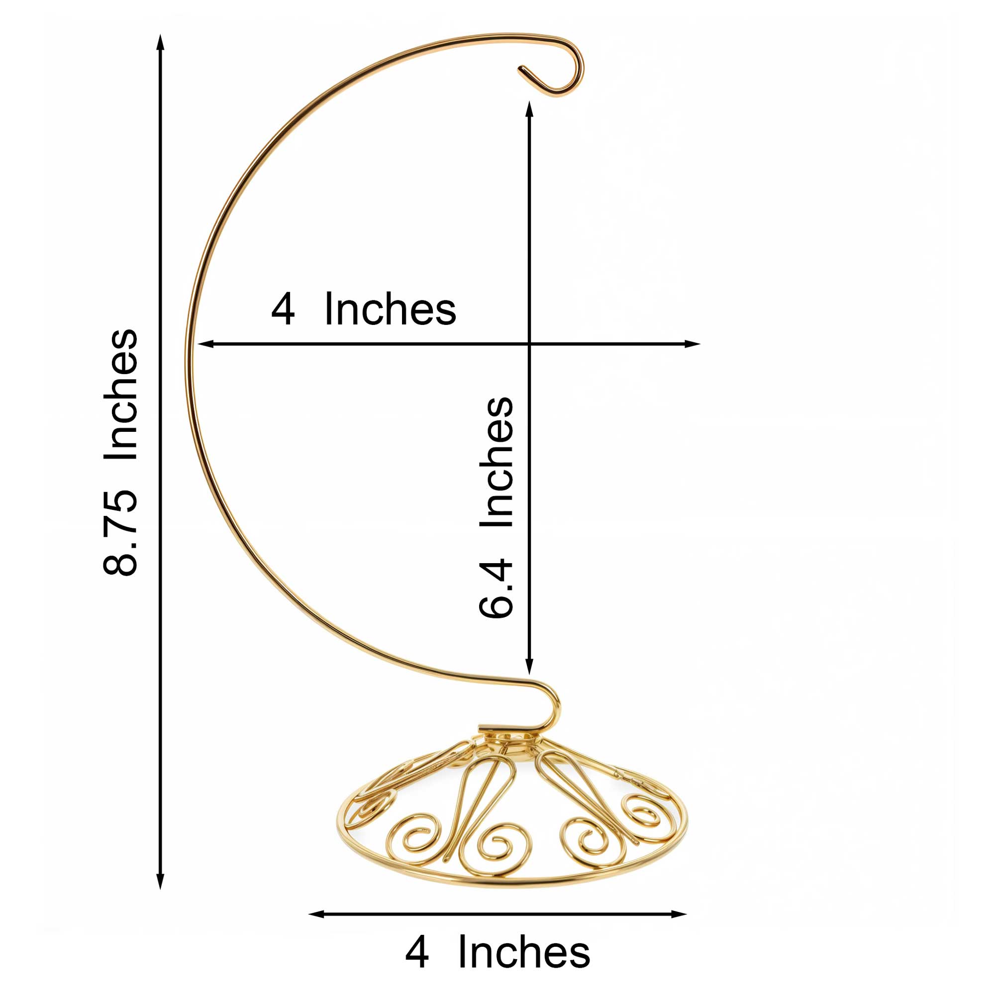 Curved Gold Wire Swirl Base Ornament Stand Display 8.75 Inches