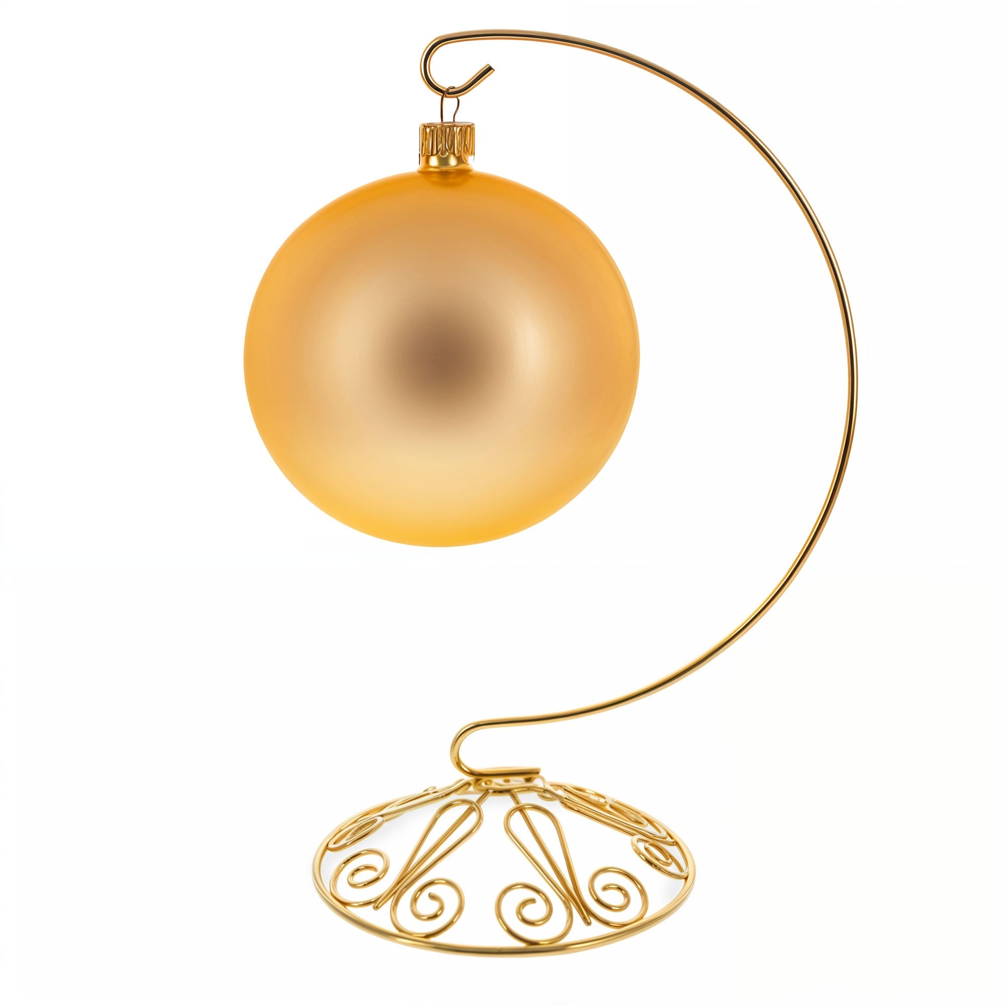 Curved Gold Wire Swirl Base Ornament Stand Display 8.75 Inches