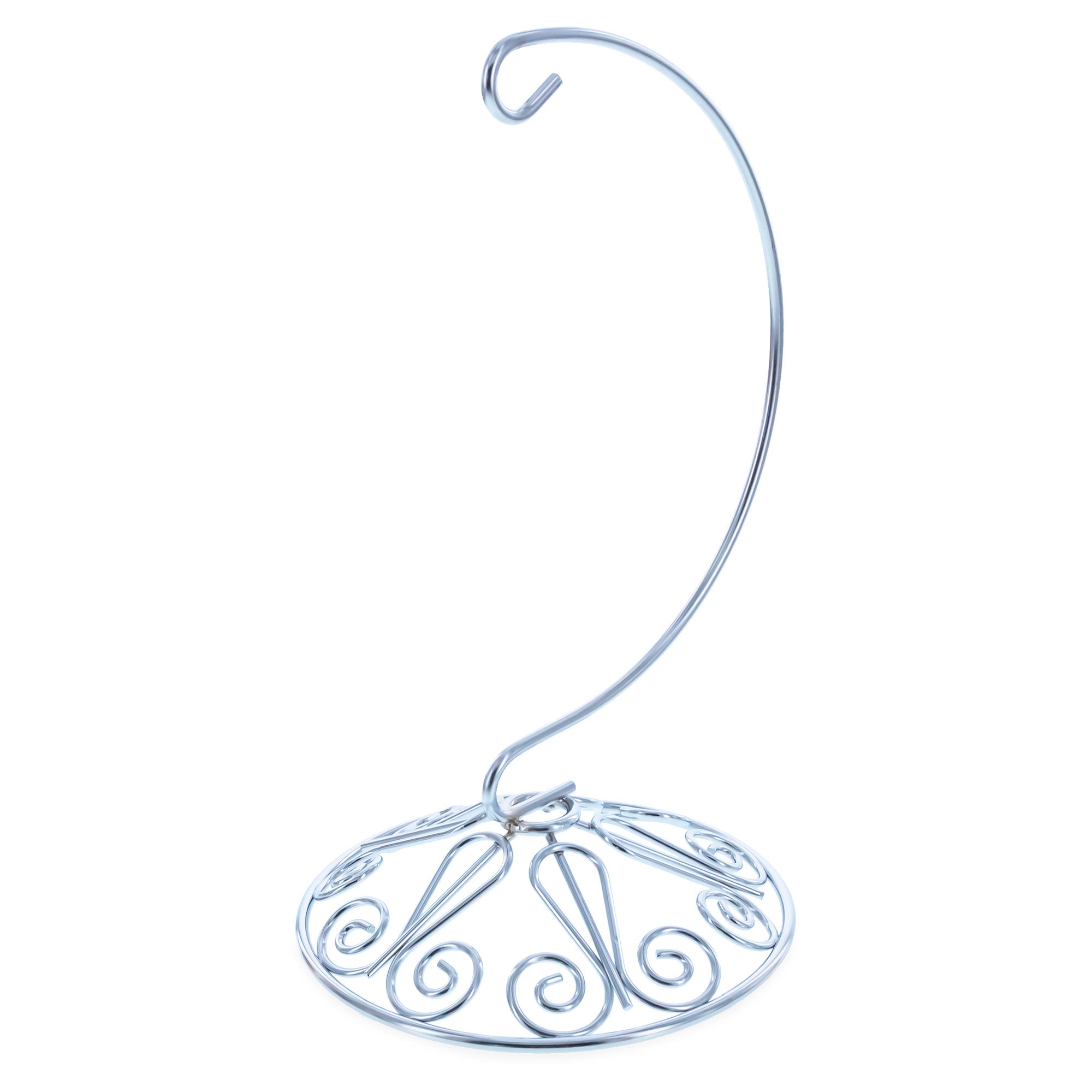 Curved Silver Wire Swirl Base Ornament Stand Display 7 Inches