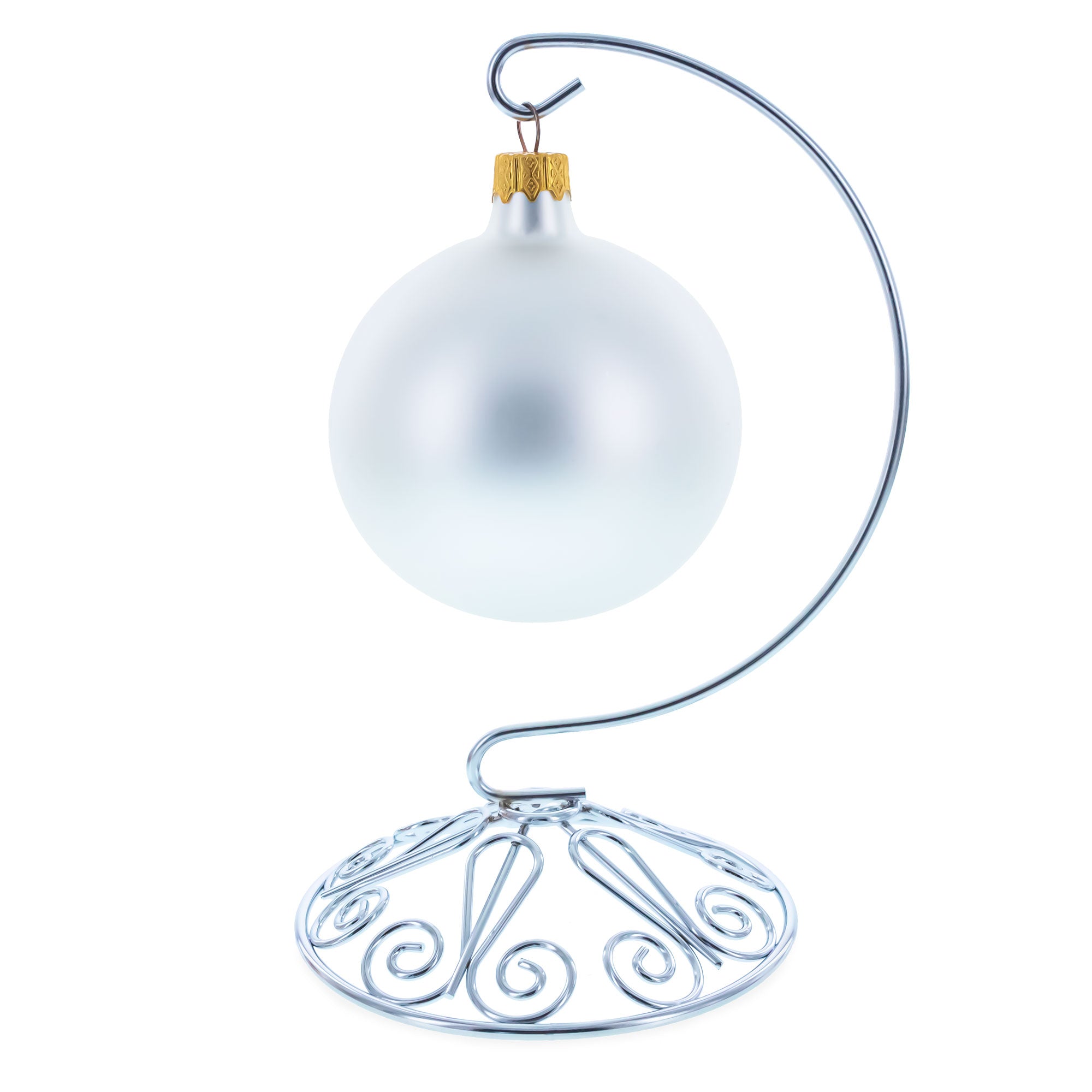 Curved Silver Wire Swirl Base Ornament Stand Display 7 Inches
