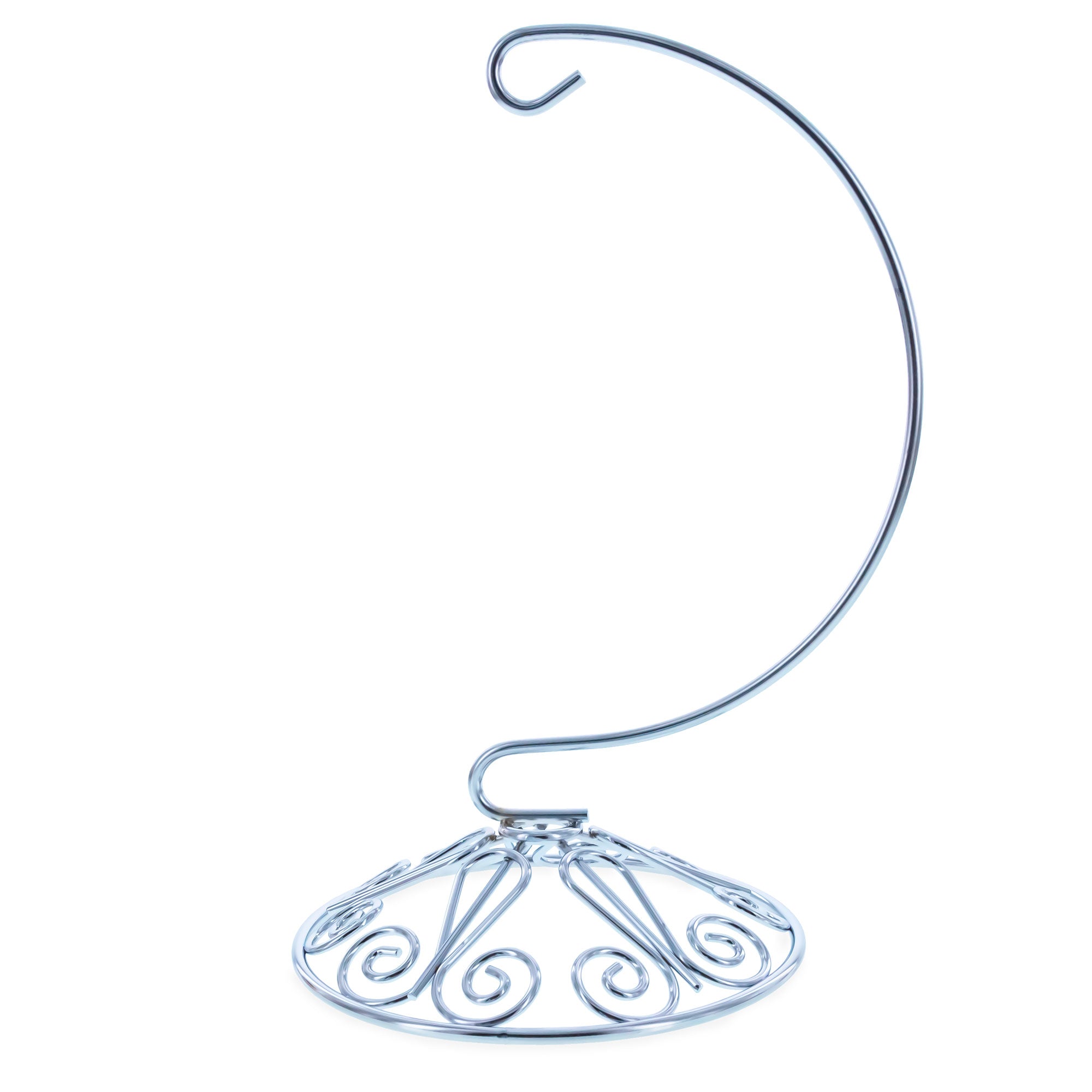 Curved Silver Wire Swirl Base Ornament Stand Display 7 Inches