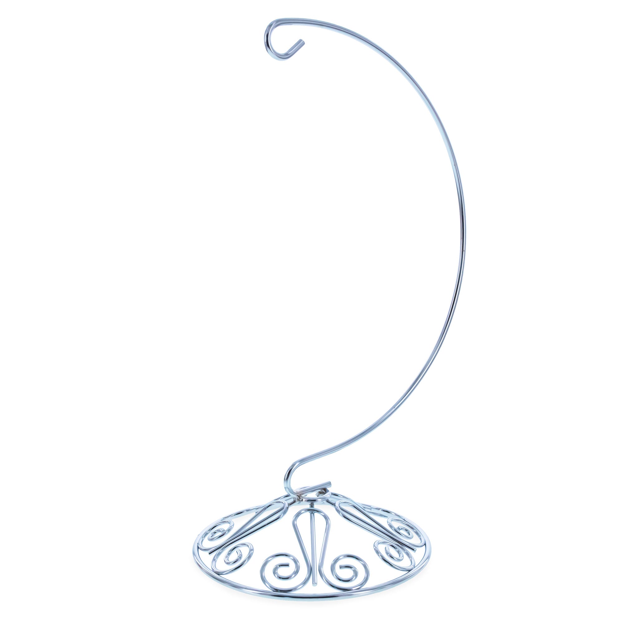Curved Silver Wire Swirl Base Ornament Stand Display 8.75 Inches