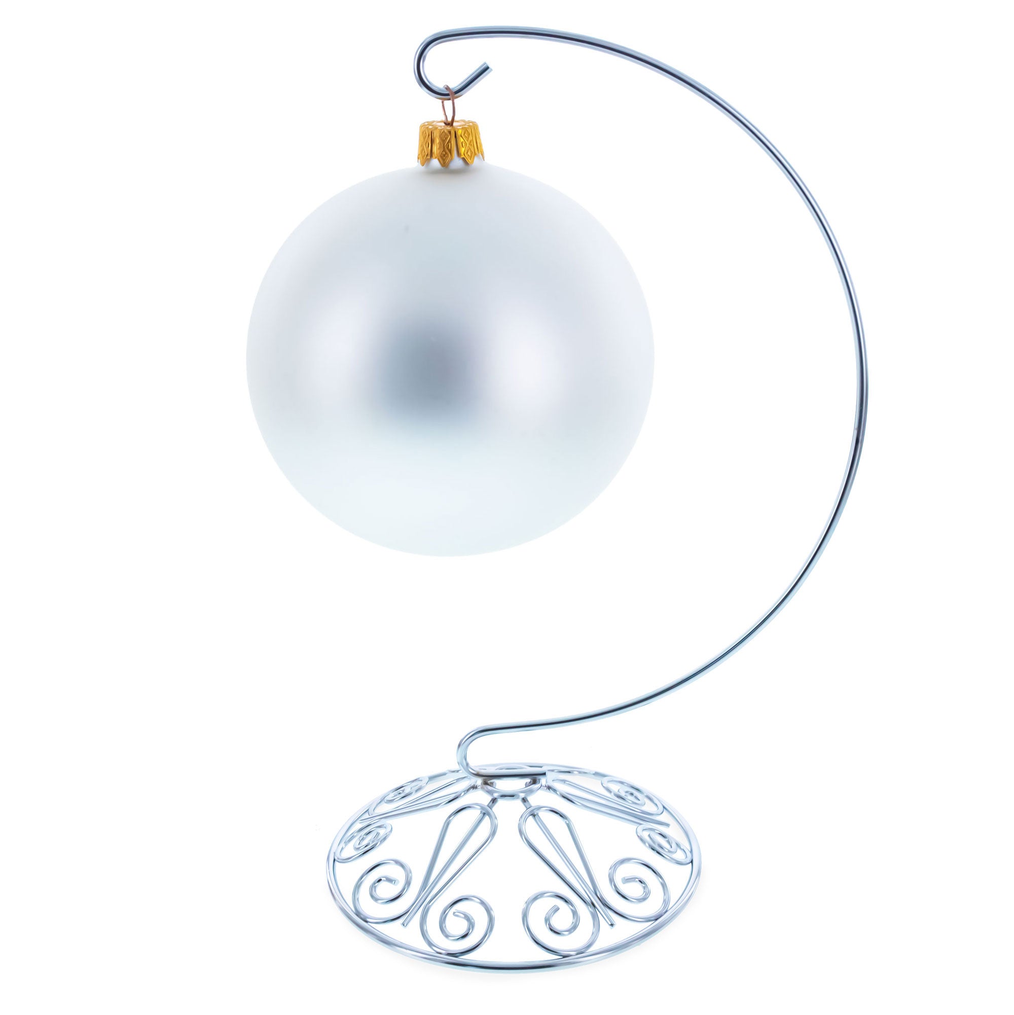 Curved Silver Wire Swirl Base Ornament Stand Display 8.75 Inches