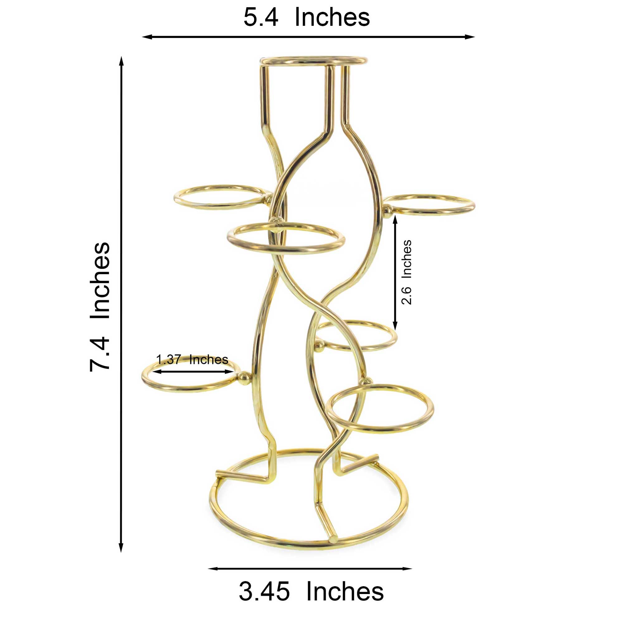 7-Ring 3-Tier Gold Wire Metal Sphere Crystals Egg Stand Holder Display 7.4 Inches