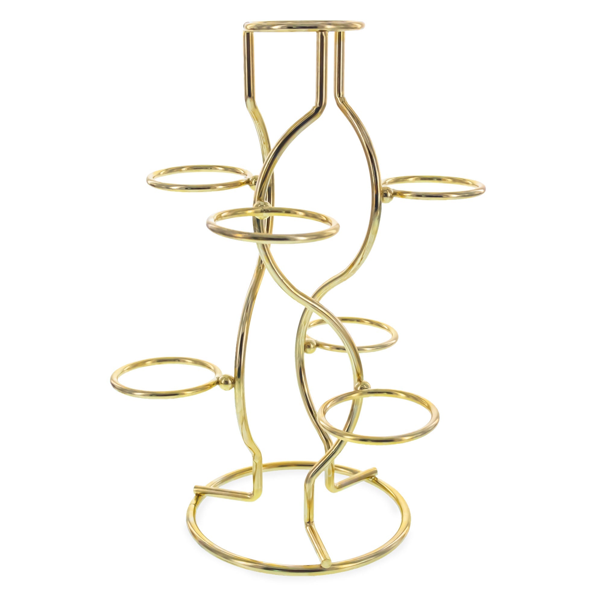 7-Ring 3-Tier Gold Wire Metal Sphere Crystals Egg Stand Holder Display 7.4 Inches