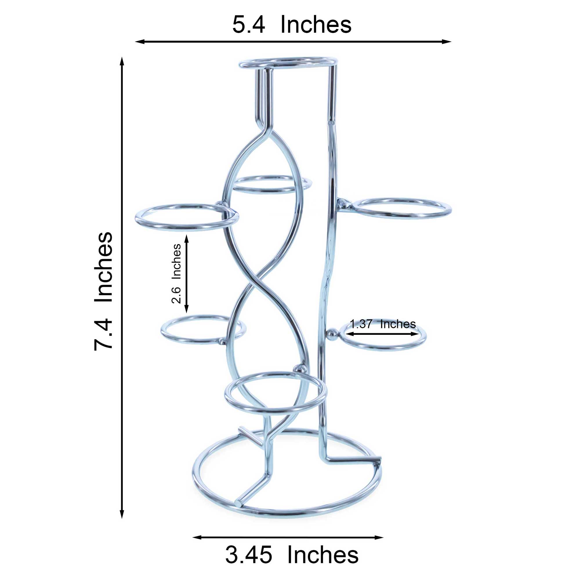 7-Ring 3-Tier Silver Wire Metal Sphere Crystals Egg Stand Holder Display 7.4 Inches