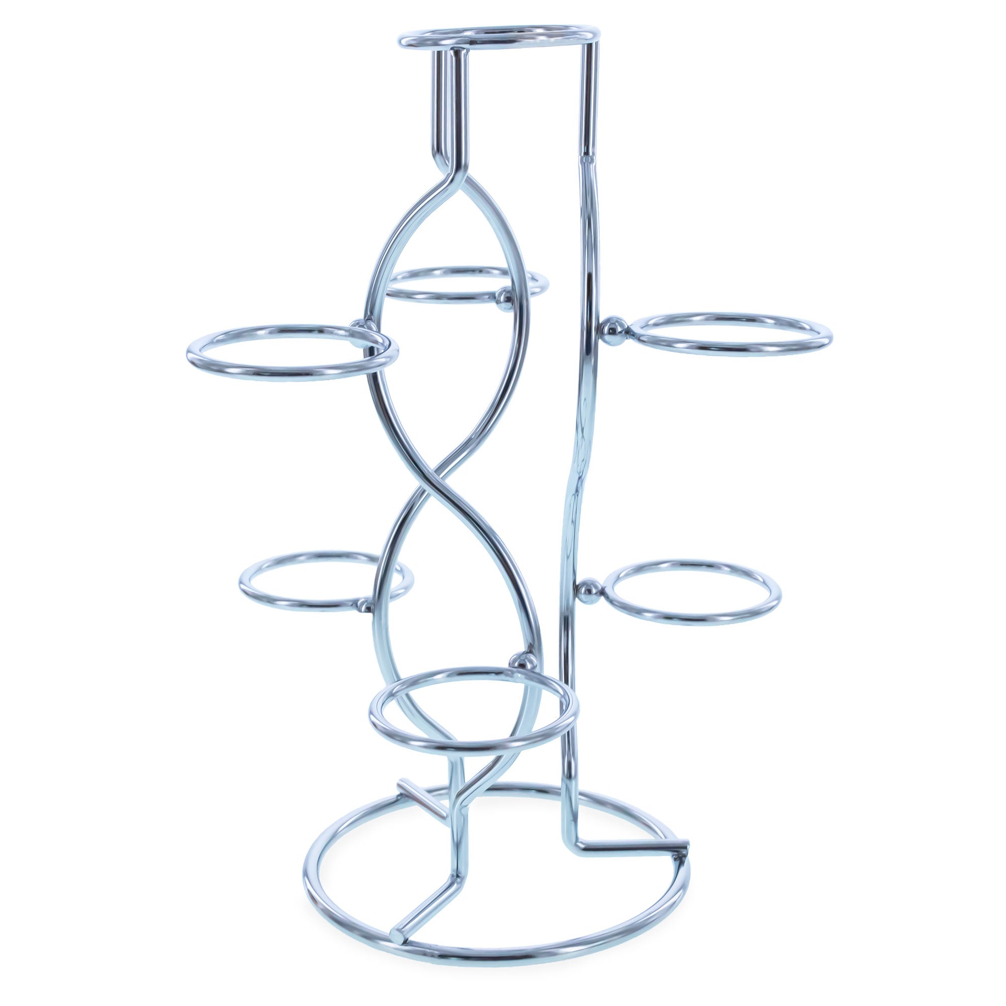 7-Ring 3-Tier Silver Wire Metal Sphere Crystals Egg Stand Holder Display 7.4 Inches