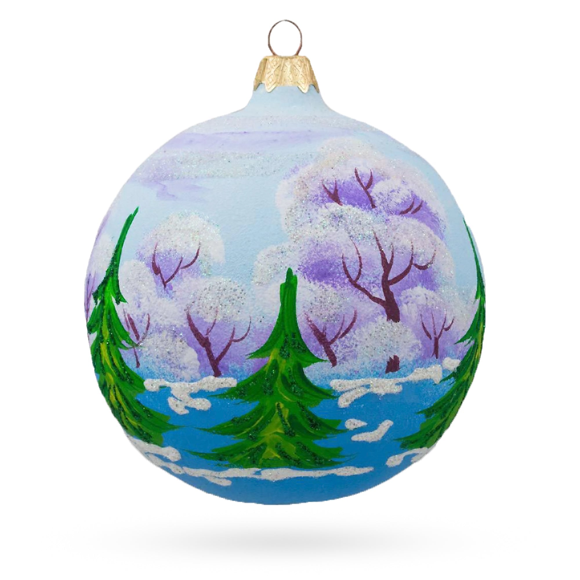 Reindeer Carrying Bag of Gifts Glass Ball Christmas Ornament 4 Inches