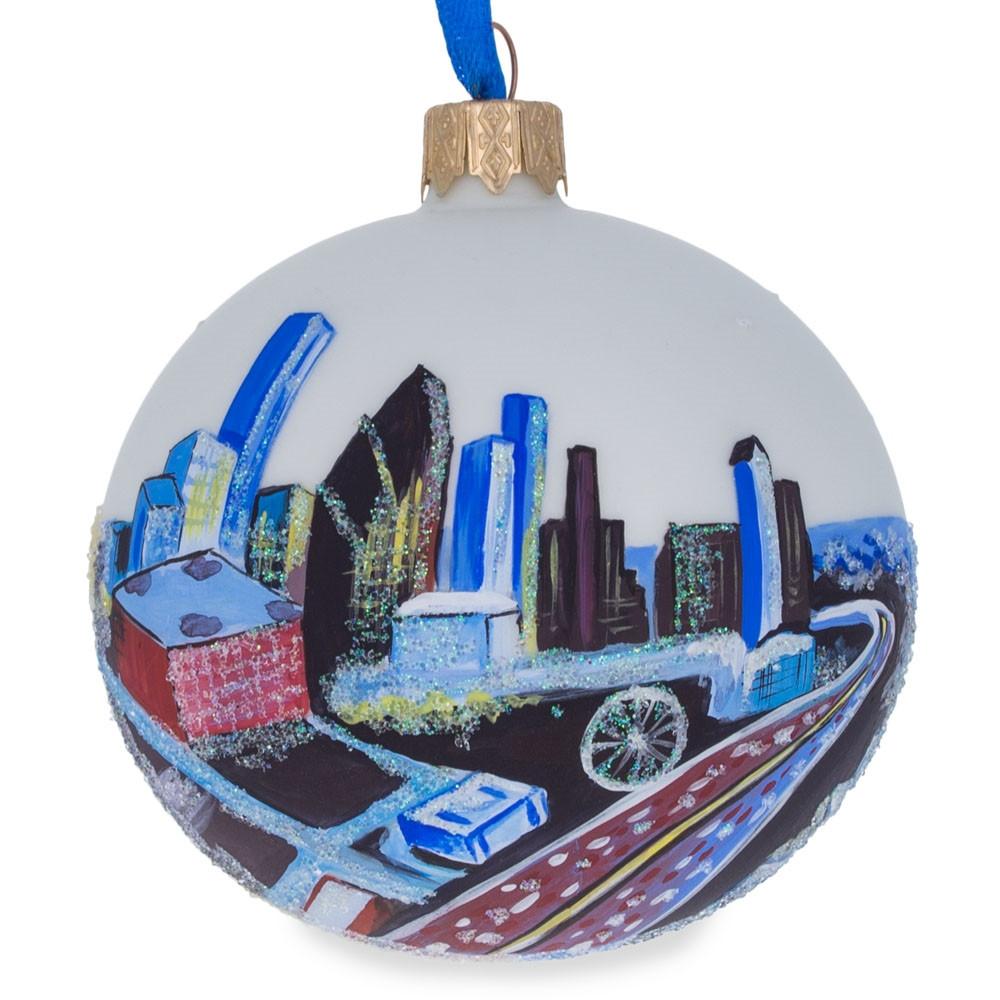 Houston, Texas Glass Ball Christmas Ornament 3.25 Inches
