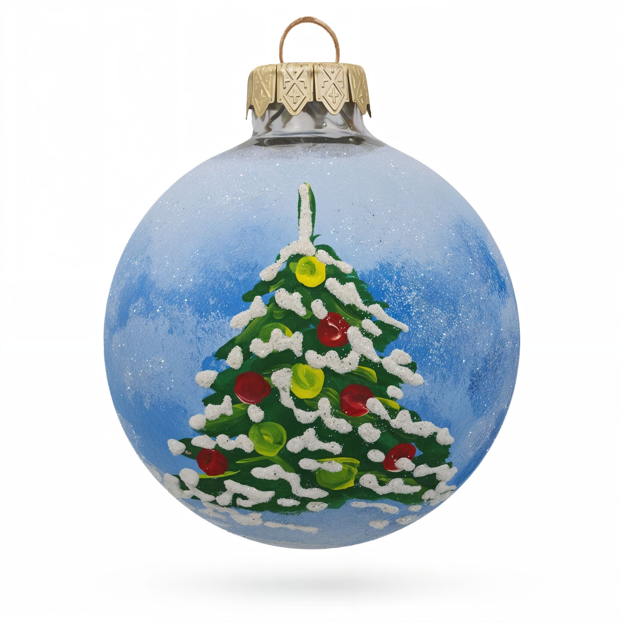 Girl and Reindeer Glass Ball Christmas Ornament 3.25 Inches