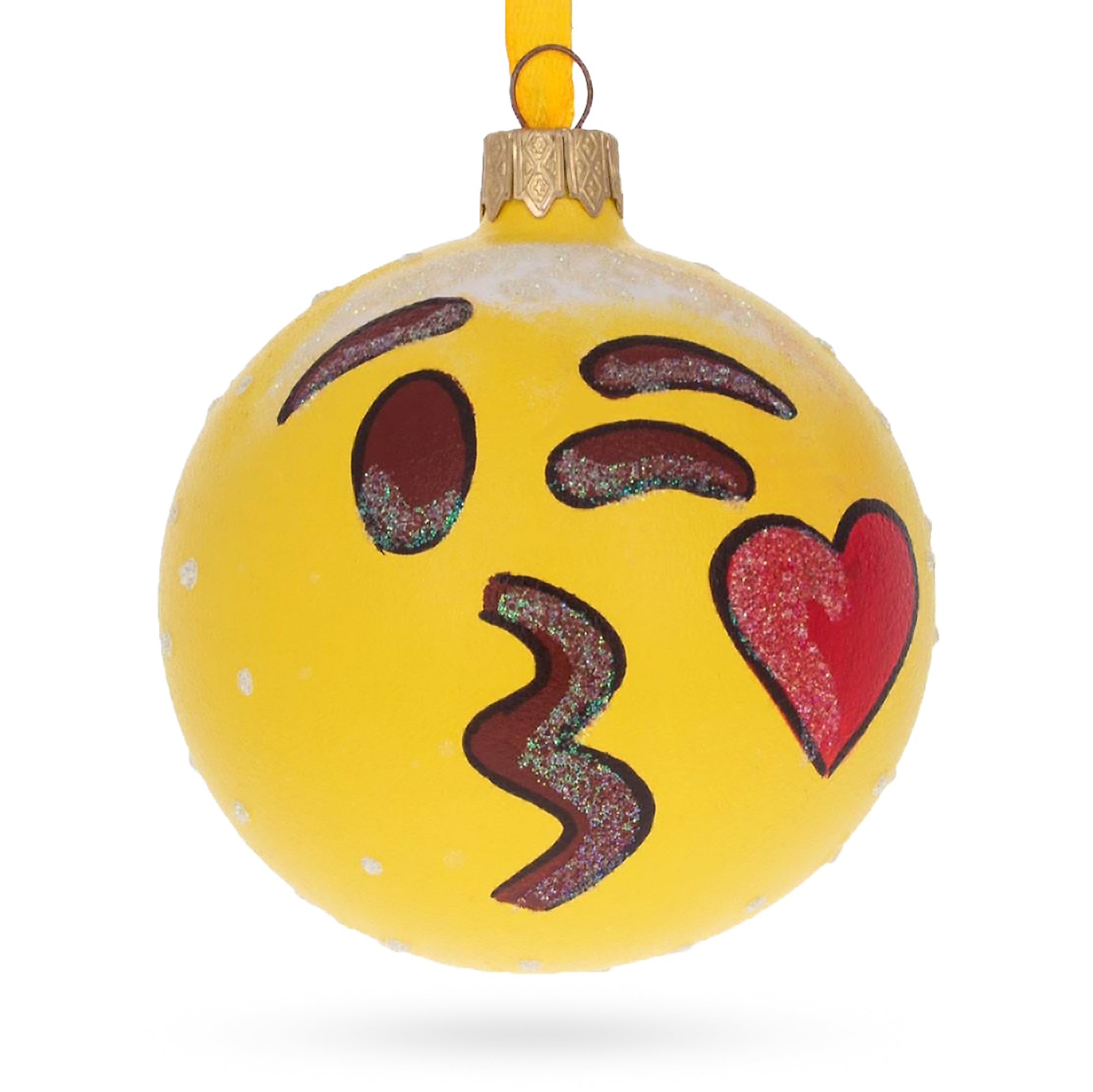 Cheeky Wink and Kiss Facial Expressions Glass Ball Christmas Ornament 3.25 Inches