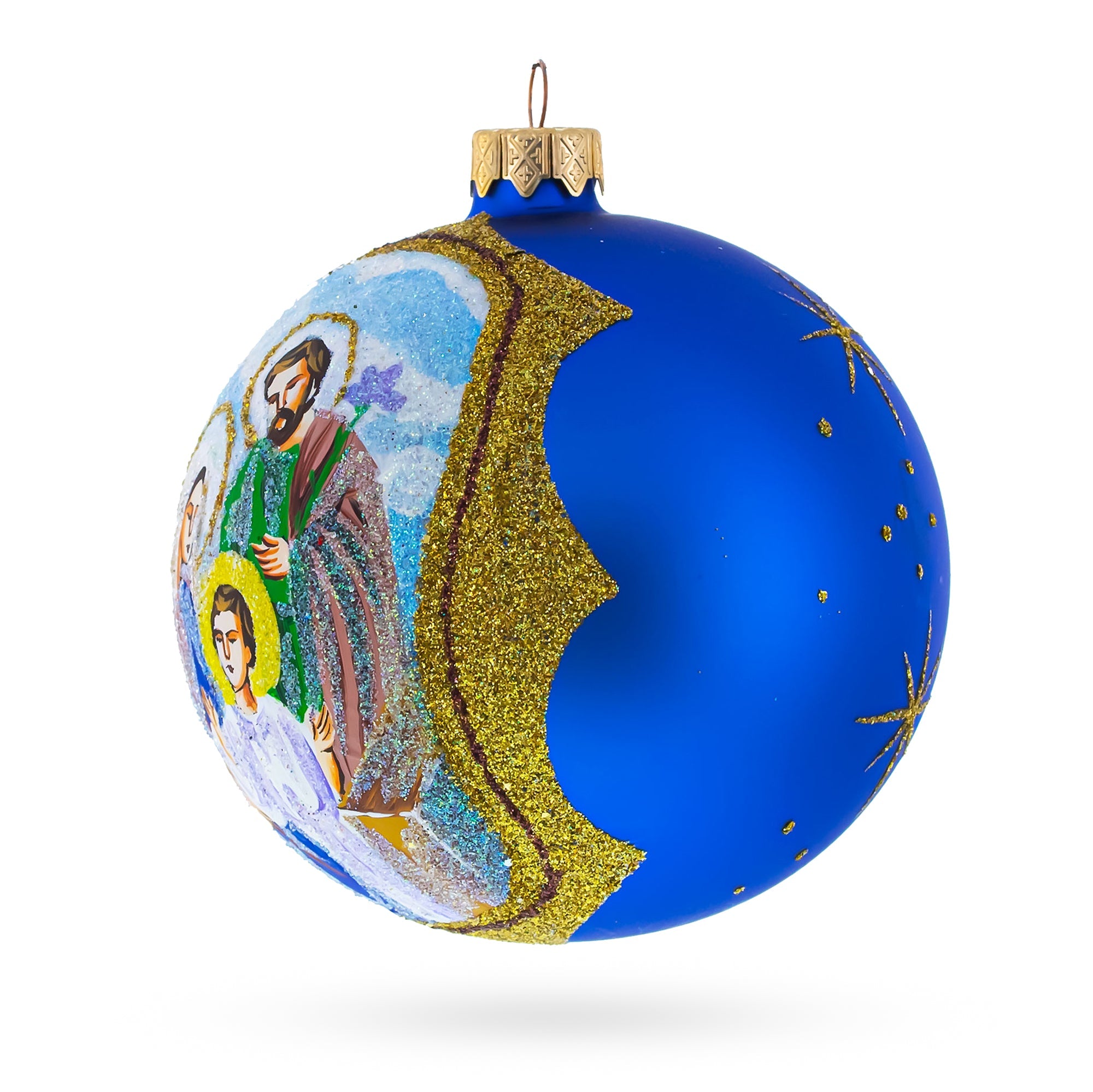 Sacred Holy Family Glass Ball Christmas Ornament 4 Inches