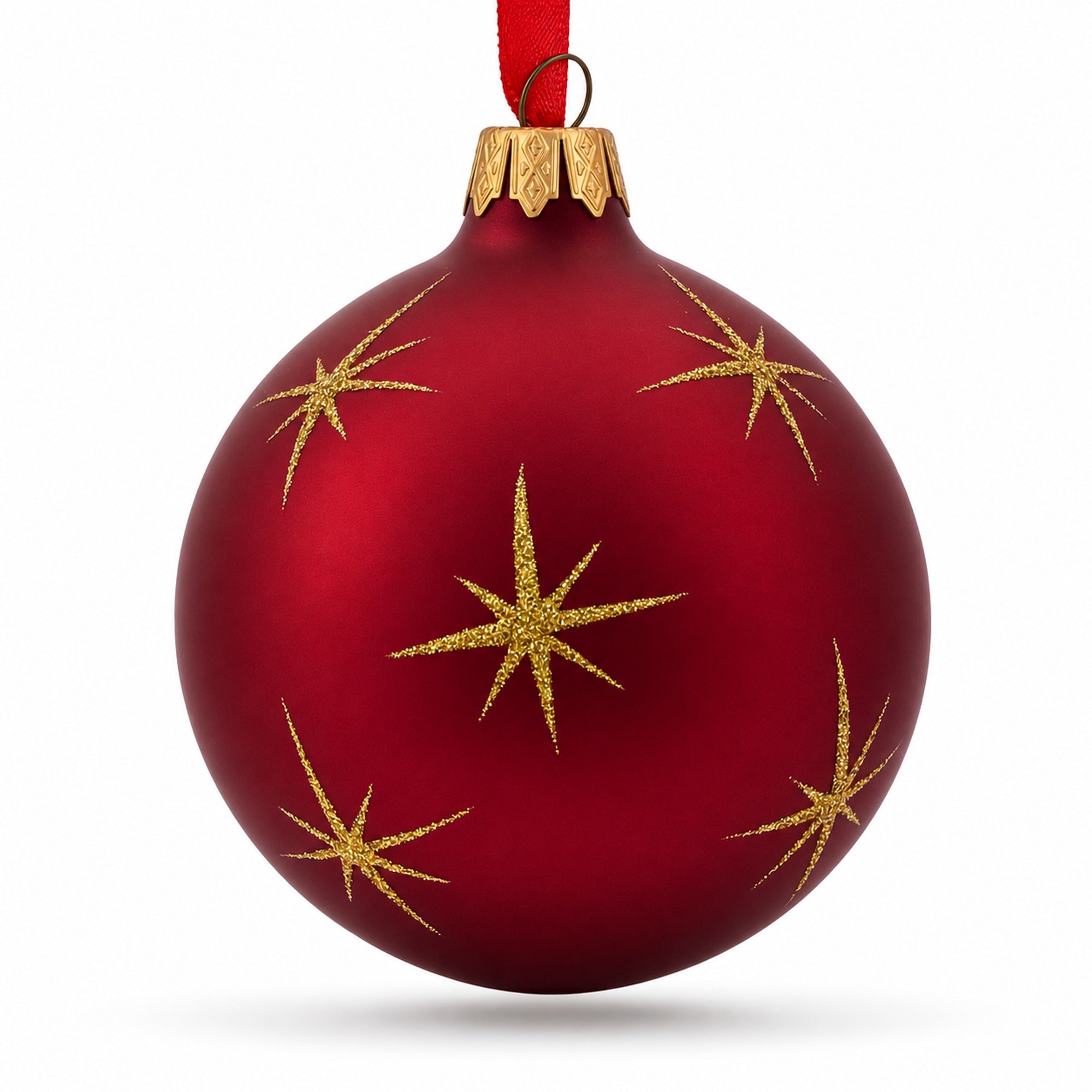 Radiant Nativity Scene in Red Tone Glittered Glass Ball Christmas Ornament 3.25 Inches